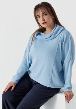 Kekoo Tunikashirt Feinstrick Pullover mit Schalkragen aus reiner Baumwolle 'Pure'