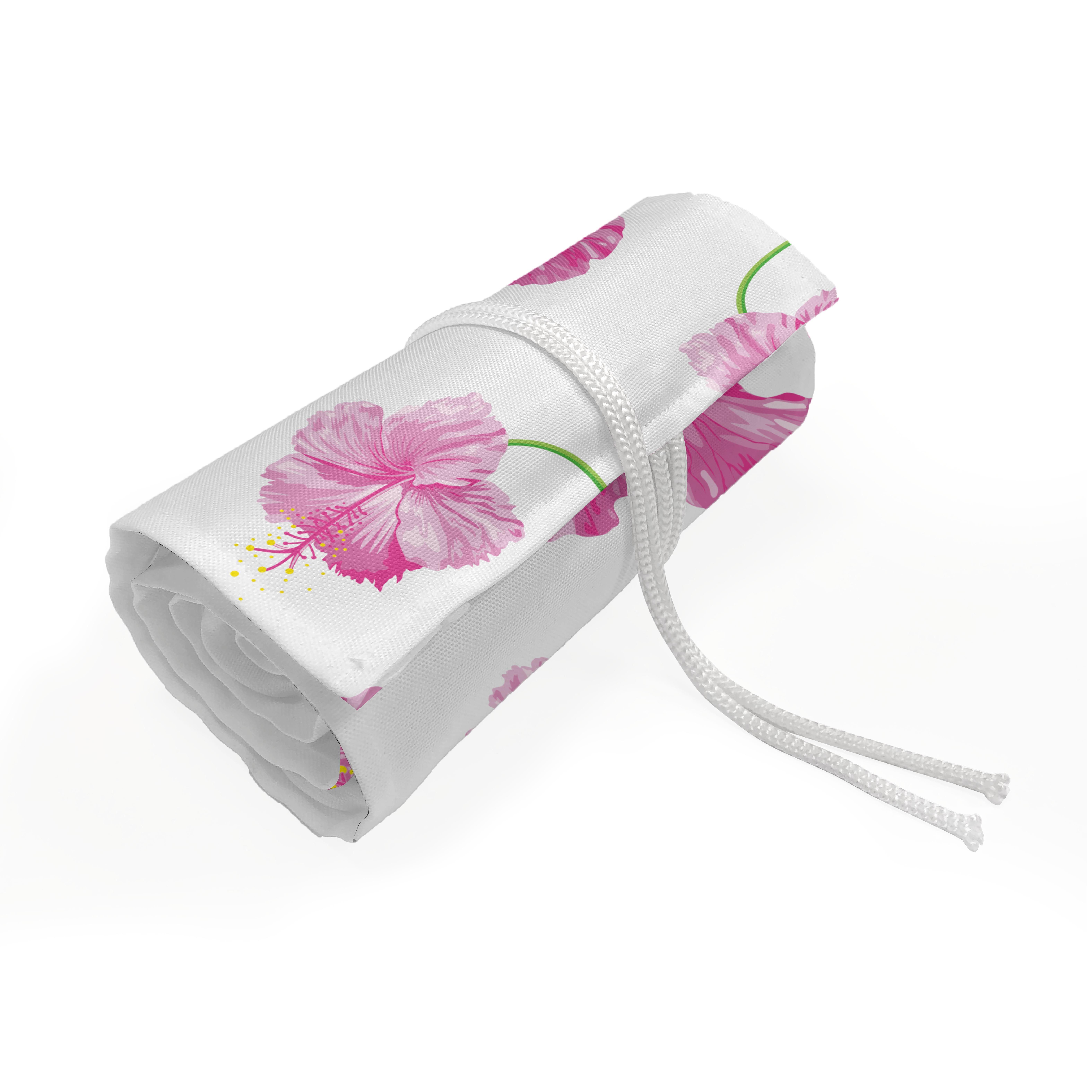 Abakuhaus Federmäppchen langlebig und tragbar Segeltuch Stiftablage Organizer, Blumen Blumenmuster-Land Weiß Rosa