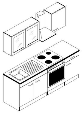 HELD MÖBEL Küchenzeile Athen, mit E-Geräten, Breite 210 cm