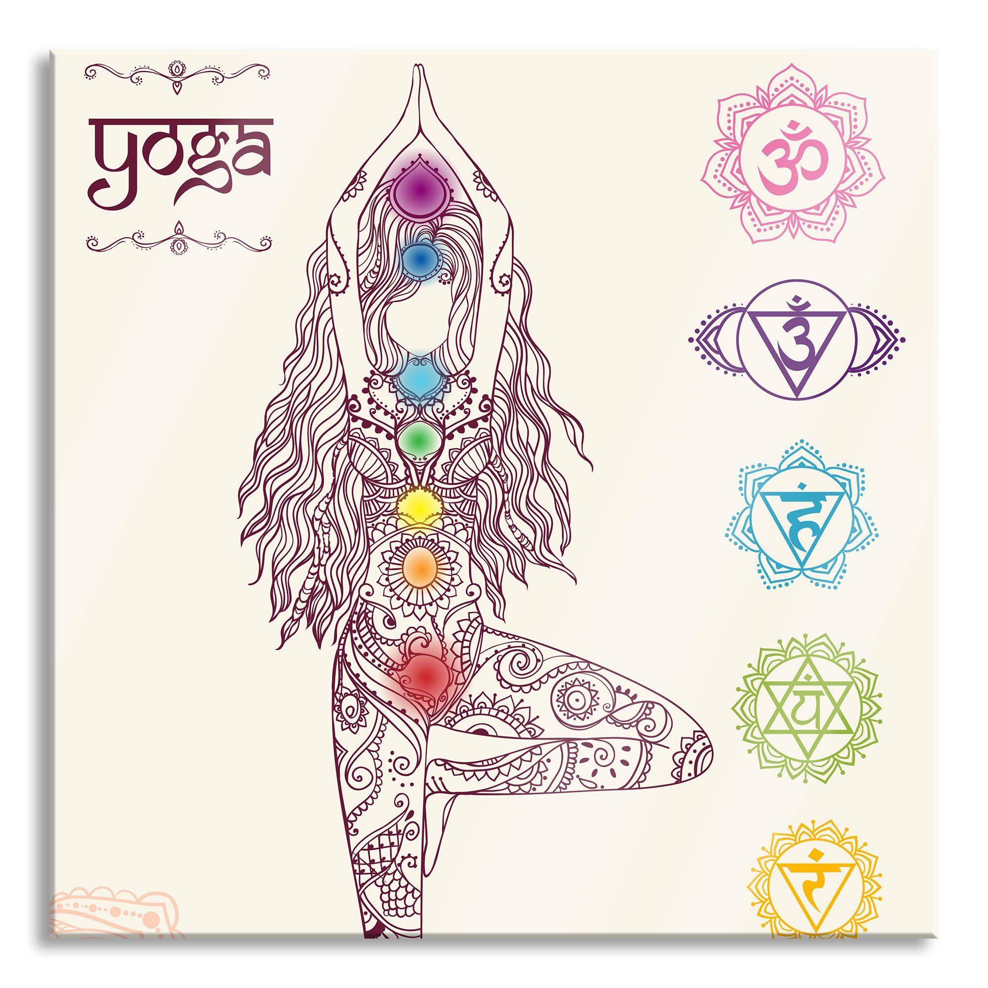 Glasbild Yogafigur in der Tree Pose