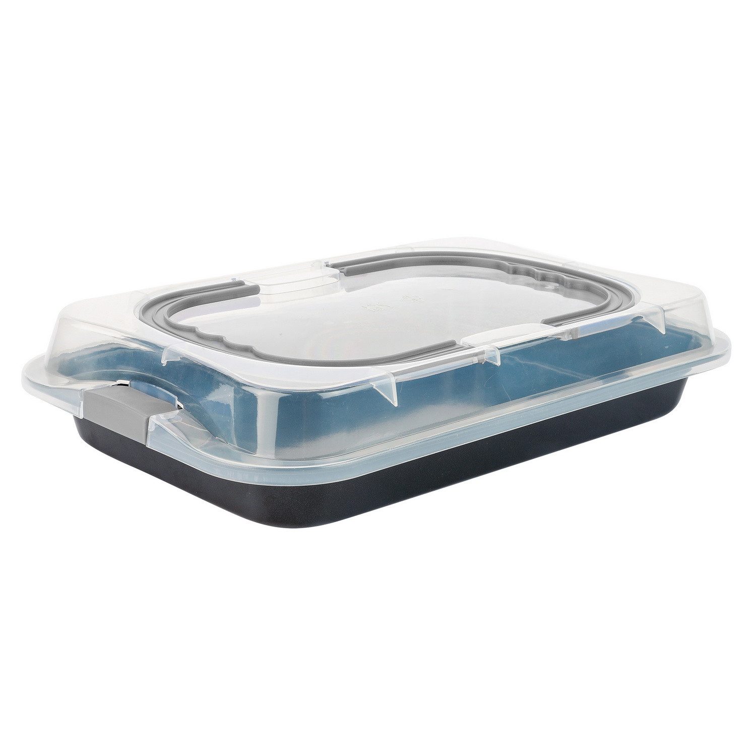 axentia Kuchenblech Auflaufform mit Deckel Kuchenbackform Kuchenbackblech, (36 x 23 cm Backblech, Backofenblech + Transparenter Deckel mit Griffen), Transporthaube mit 2 praktischen Tragegriffen