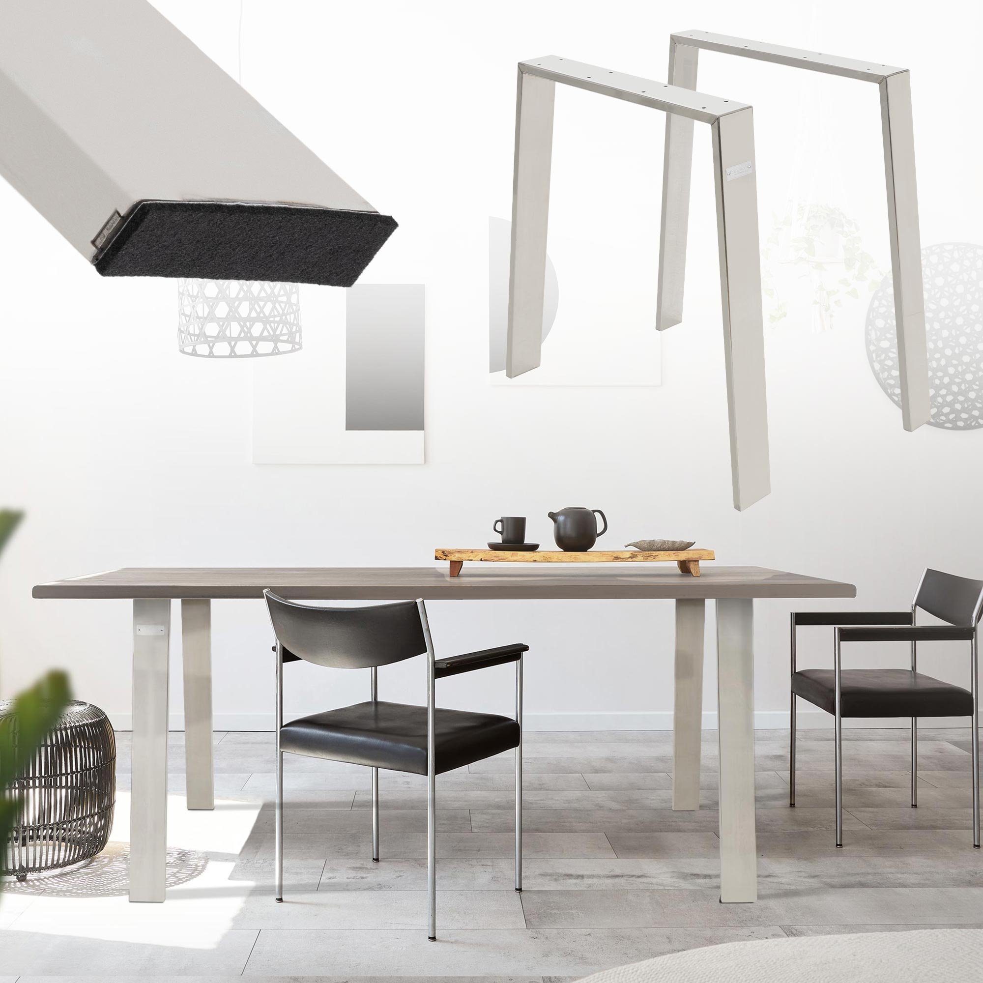 ML-DESIGN Tischbein Tischgestell Loft 2er Set Bankkufen aus Stahl Industriedesign U-Form, Bankgestell Bankbeine Tischkufen Profil 8x2cm Möbelfüße aus Metall