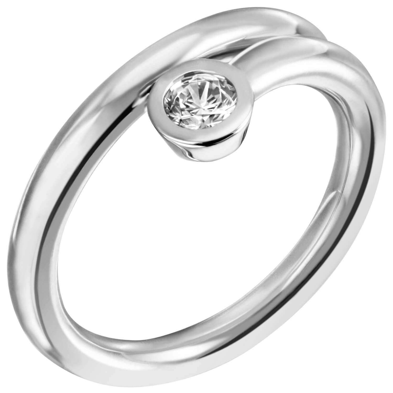 Zirkonia Ring schlicht, Damenring Solitär Silber Silberring 925 mit 925 Krone Schmuck spiralförmig weiß Silber