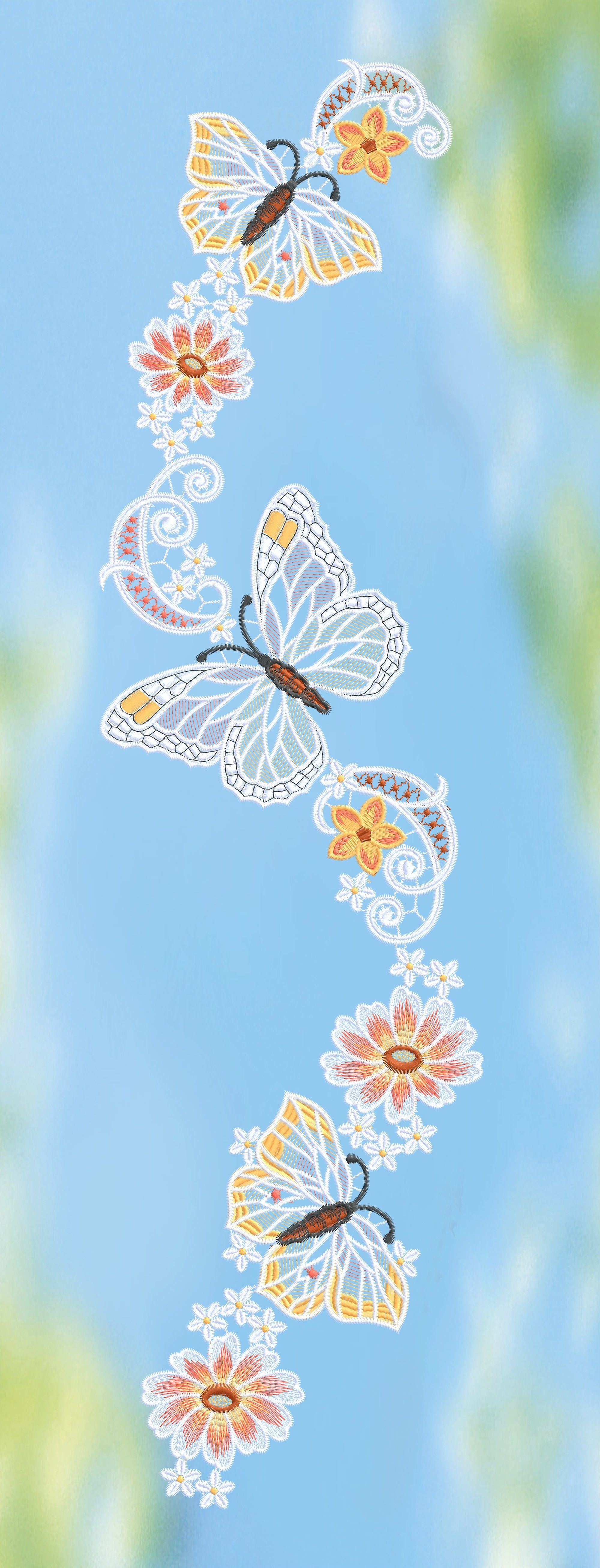 Plauener Spitze® Fensterbild Schmetterlingsgirlande, HxB 80x15cm günstig online kaufen