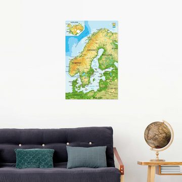 Posterlounge Wandfolie Editors Choice, Skandinavien - Karte, Wohnzimmer Illustration