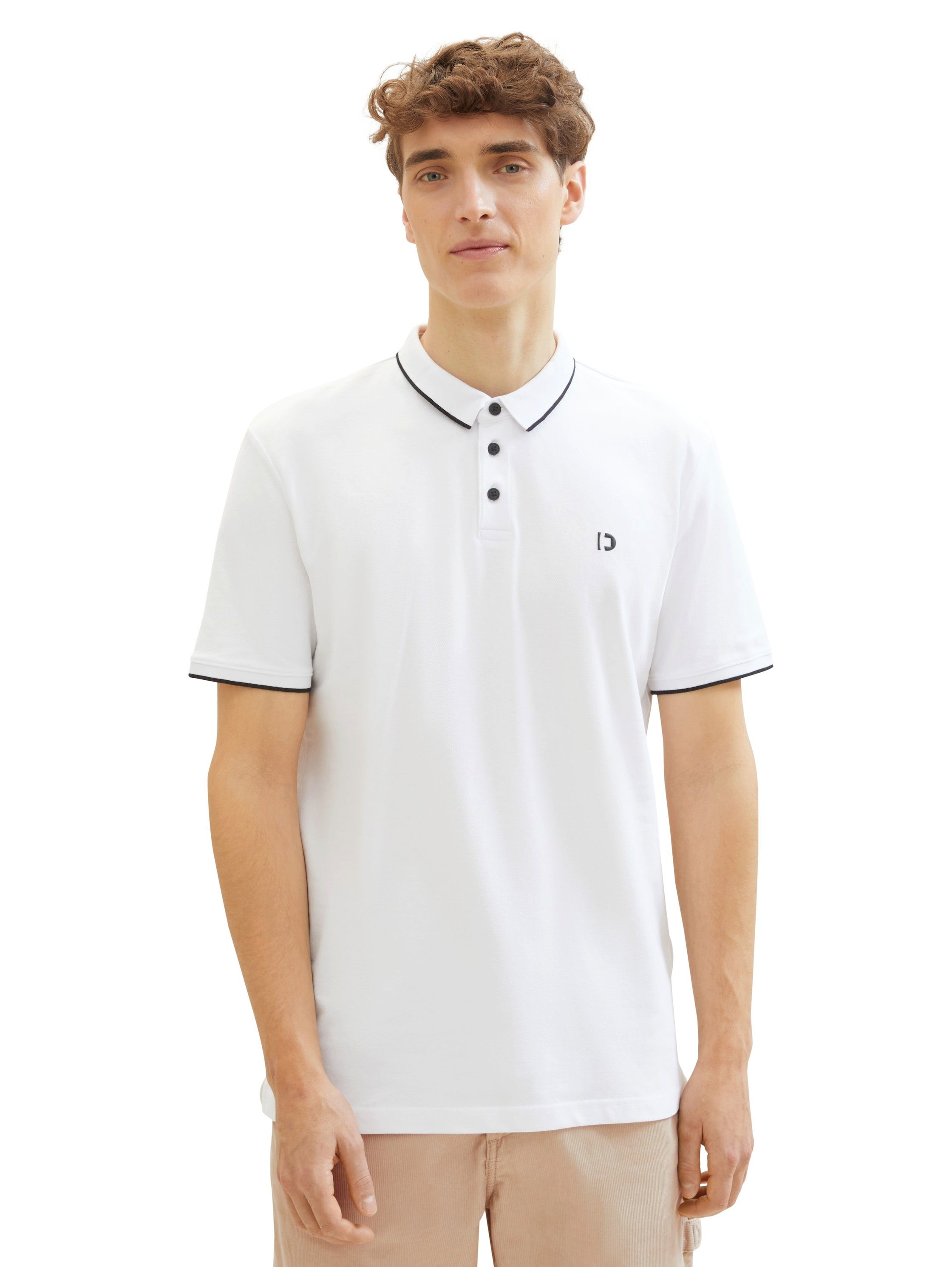 TOM TAILOR Denim Poloshirt mit Logoprint und aus Stretch