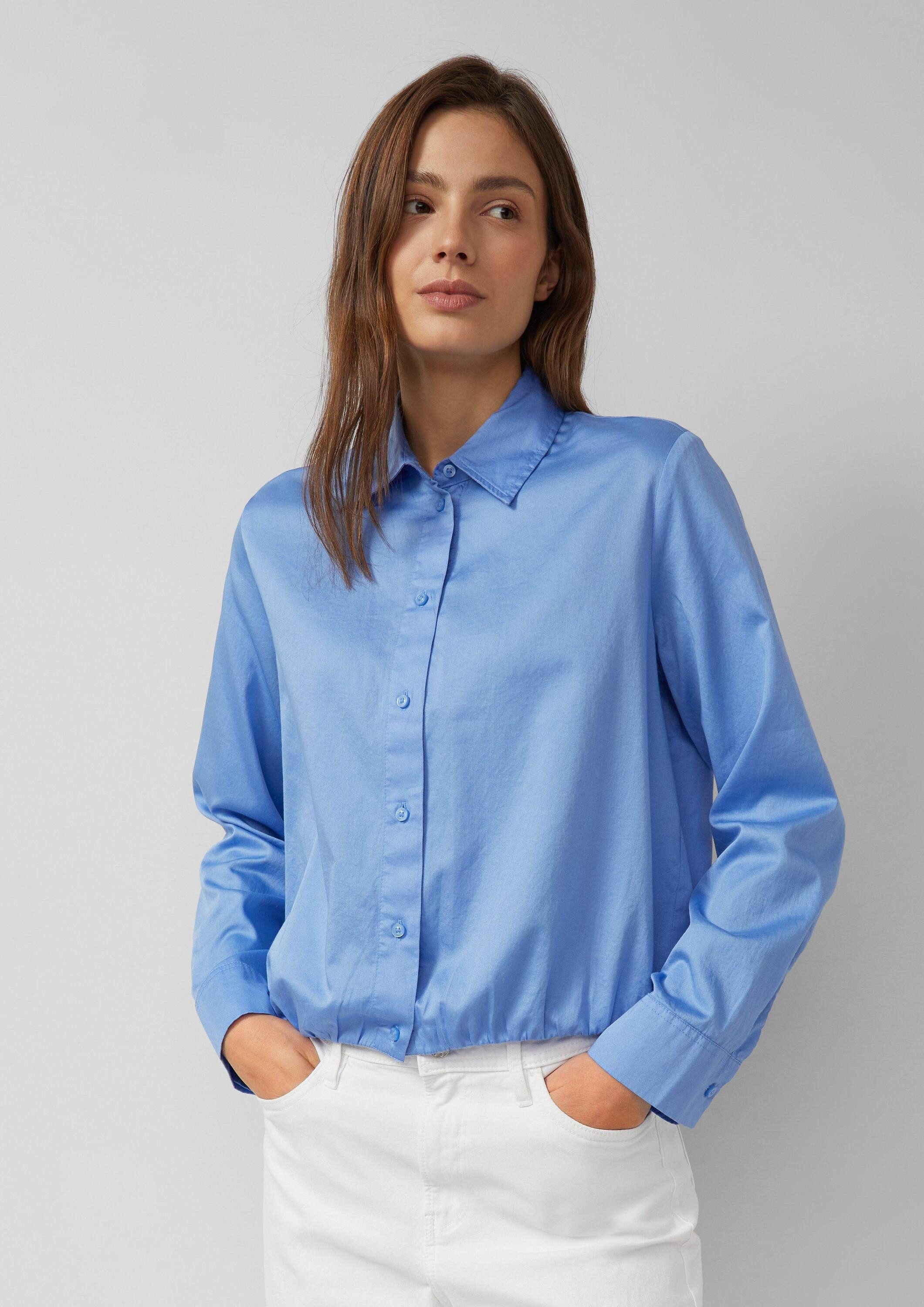 s.Oliver Langarmbluse Bluse Baumwollsatin-Bluse mit Raffung günstig online kaufen