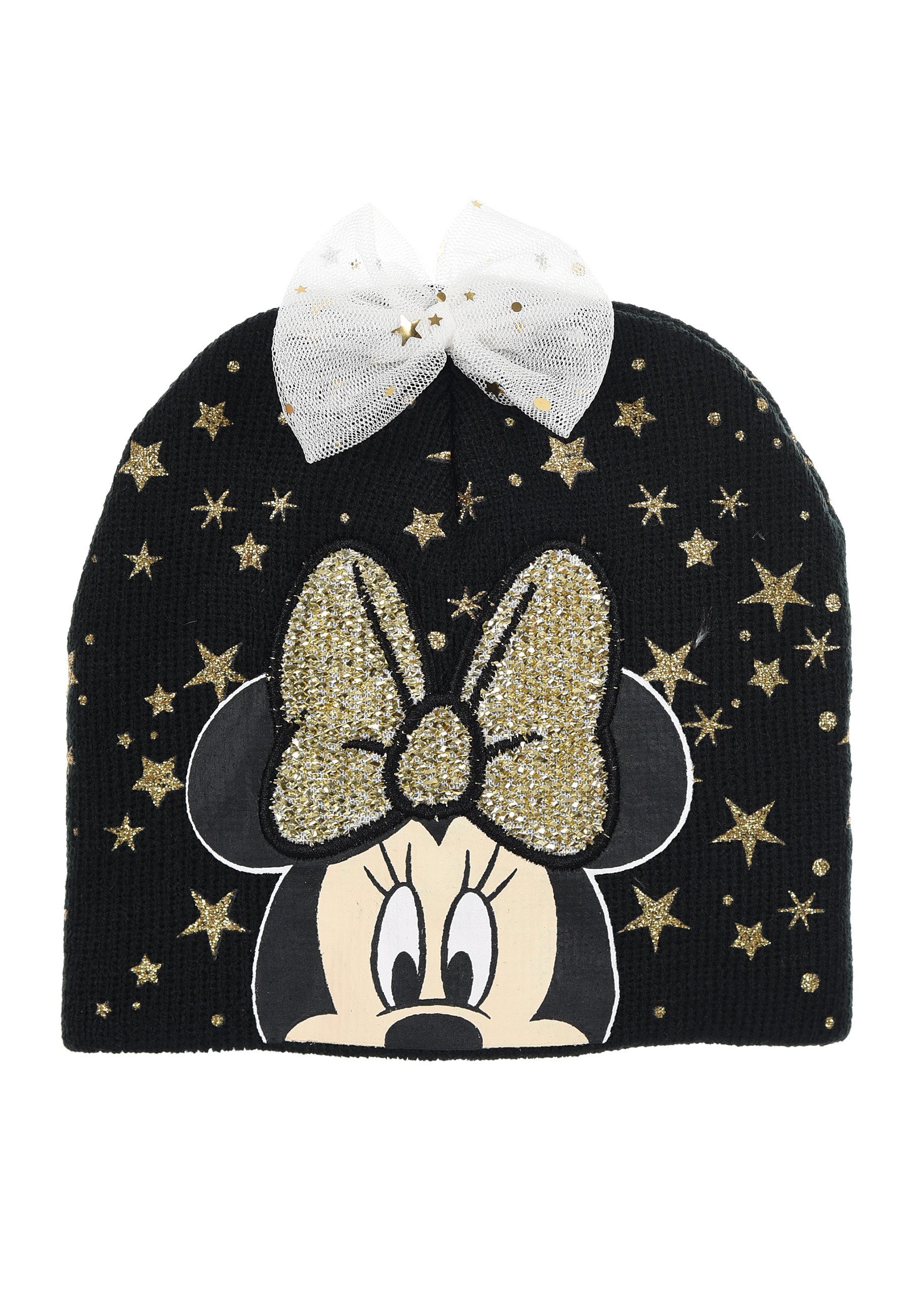 Disney Winter-Mütze Schwarz Mouse Strick Beanie Mütze Mädchen Minnie Baby