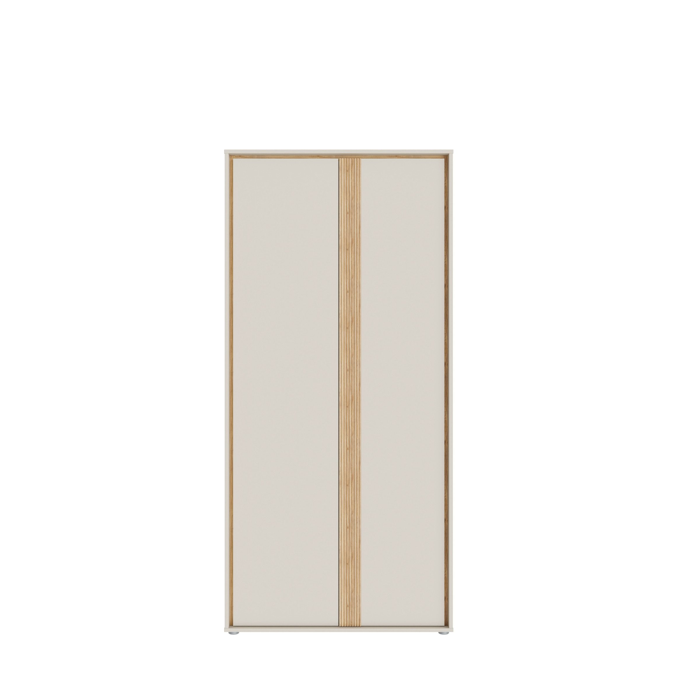 PREISBRECHER Drehtürenschrank WEXLIN 5 Böden, sandfarbig / Mauvella Eiche Dekor - 91,3x193,7x60cm (BxHxT)
