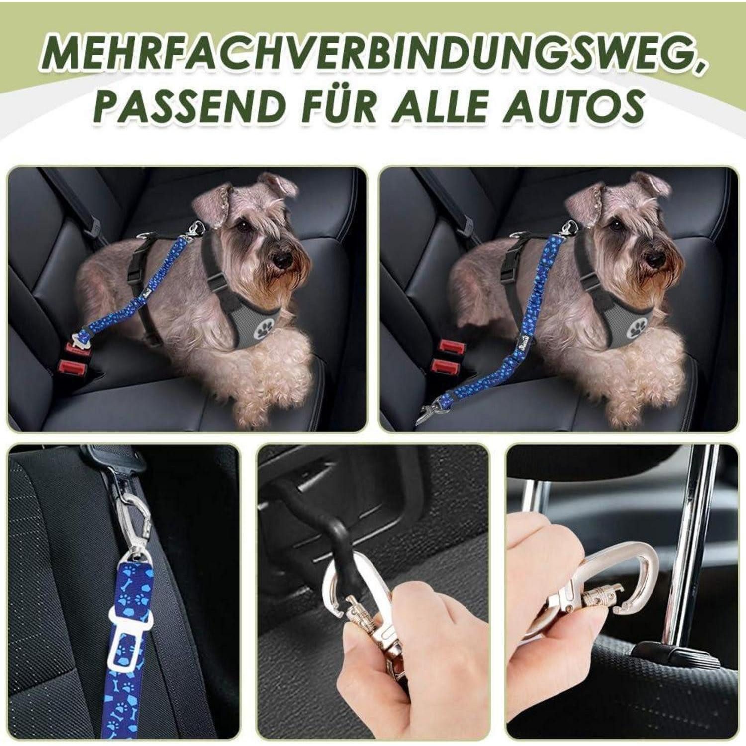 LuxusKollektion Autohundegeschirr Hundegurt Sicherheitsgurt verstellbar Ruckdämpfung Auto Blau
