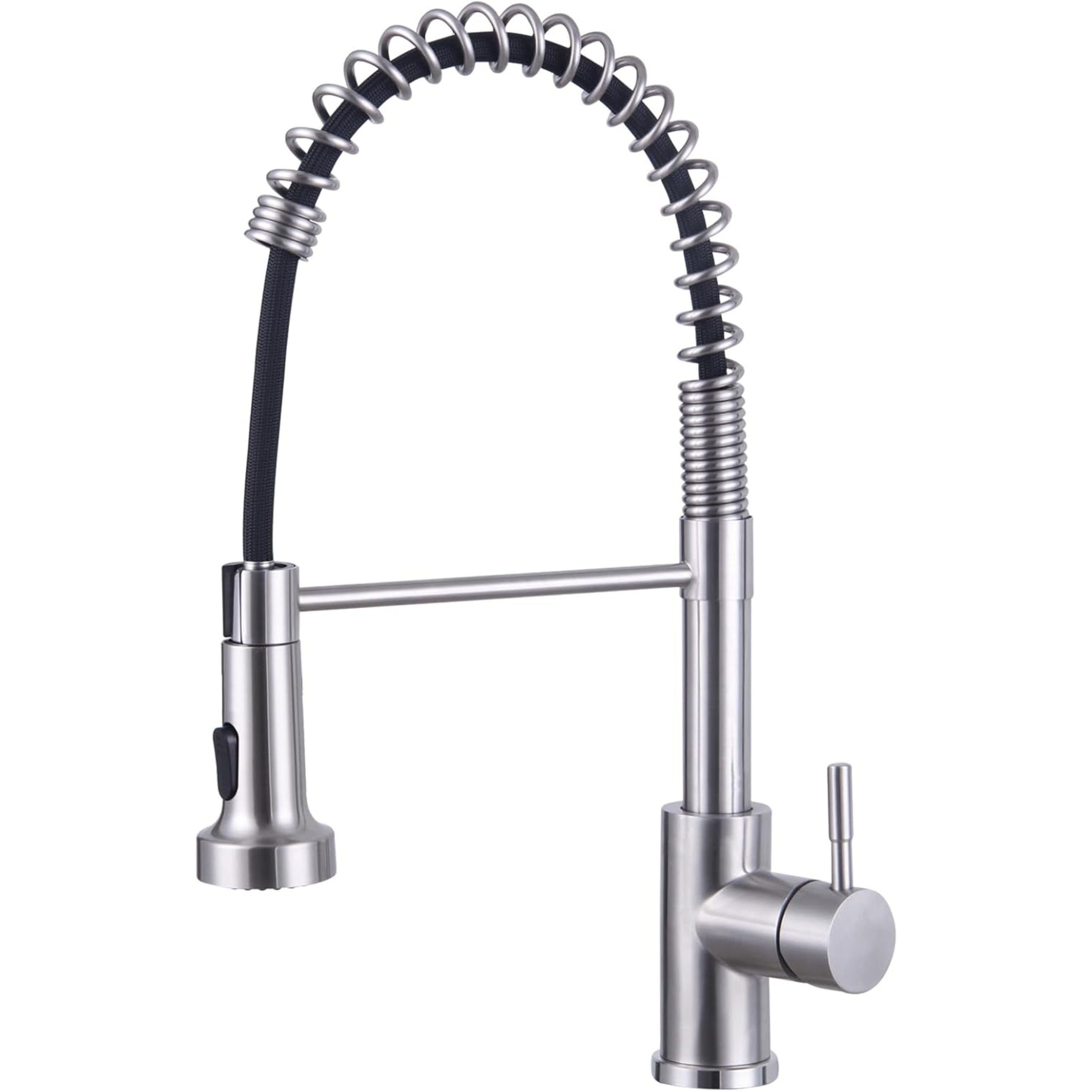 RUHE Küchenarmatur Wasserhahn Küche Hochdruck Küchenarmatur Herausziehbarer Brause 2 Modi (EINFACHE MONTAGE], 1-St., Set inklusive Armatur Anschlussschläuchen Gegengewicht) Ausziehbare Brause 360° schwenkbar G3/8 Hochdruck Edelstahl Wasserhahn