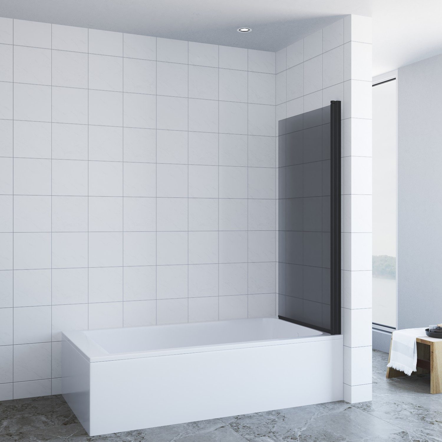 AQUABATOS Badewannenaufsatz Eck Glas Duschwand für Badewanne 1 tlg 2 tlg 3 tlg, ohne Bohren oder Bohrinstallation