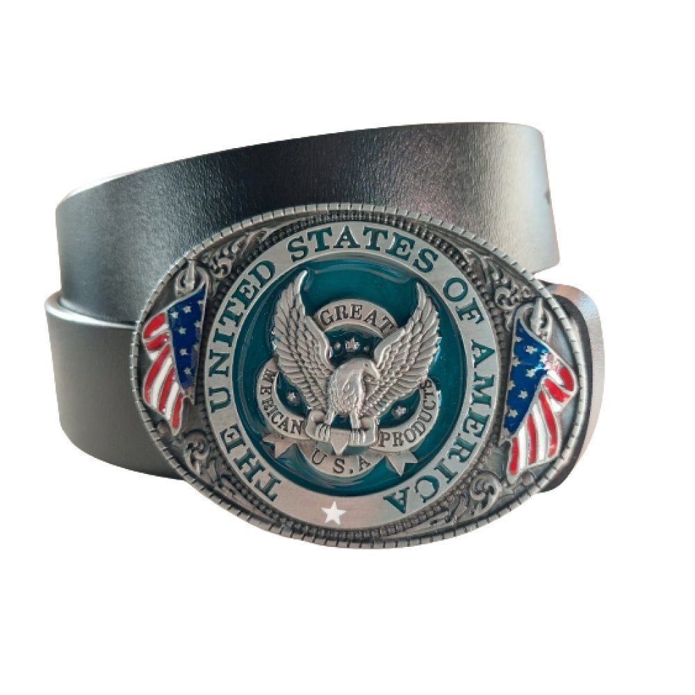 Ledergürtel Wechselgürtel Gürtel mit Amerika Adler US Wappen Gürtelschnalle Buckle
