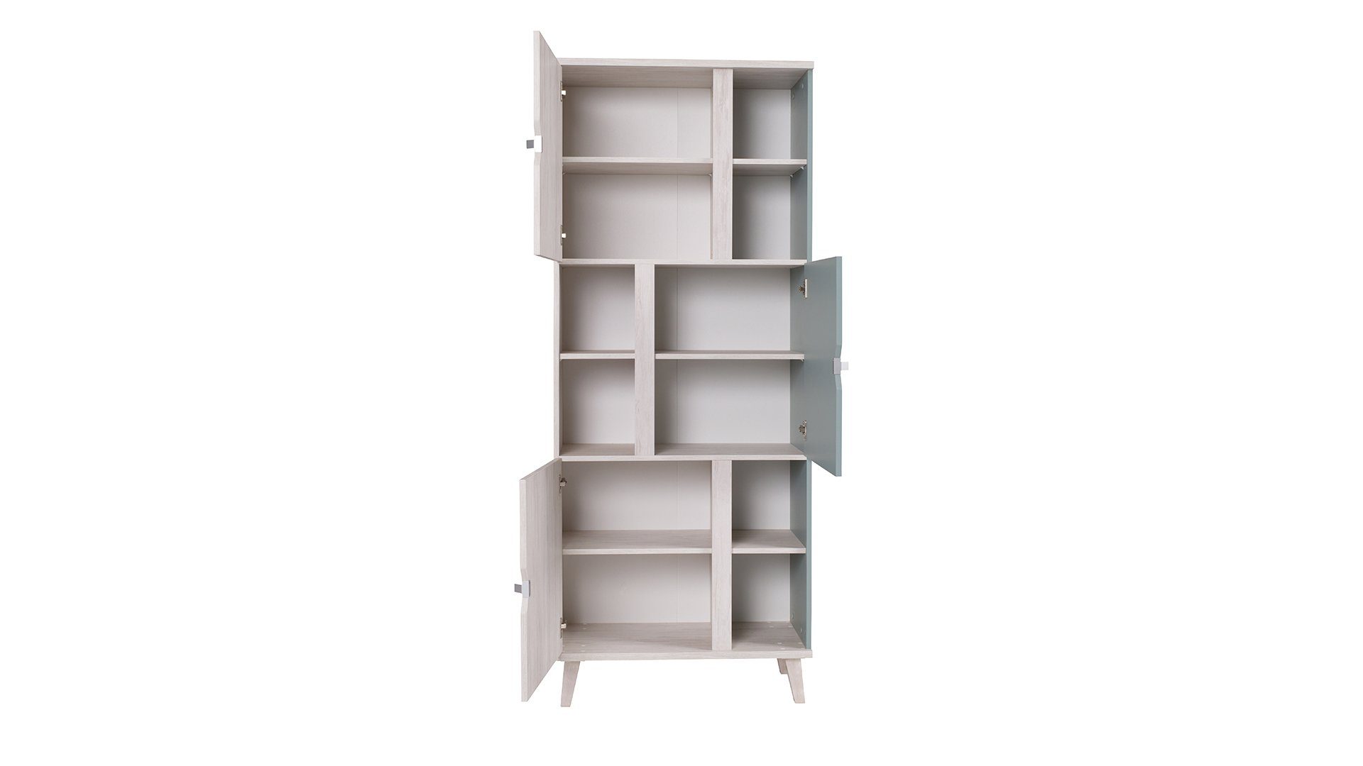 Weiß Design, - mit Stylefy Fächern, Bücherregal, Blau Stauraum, Standregal 12 variabel viel Stanfschrank, Matt Modern stellbar Antares,