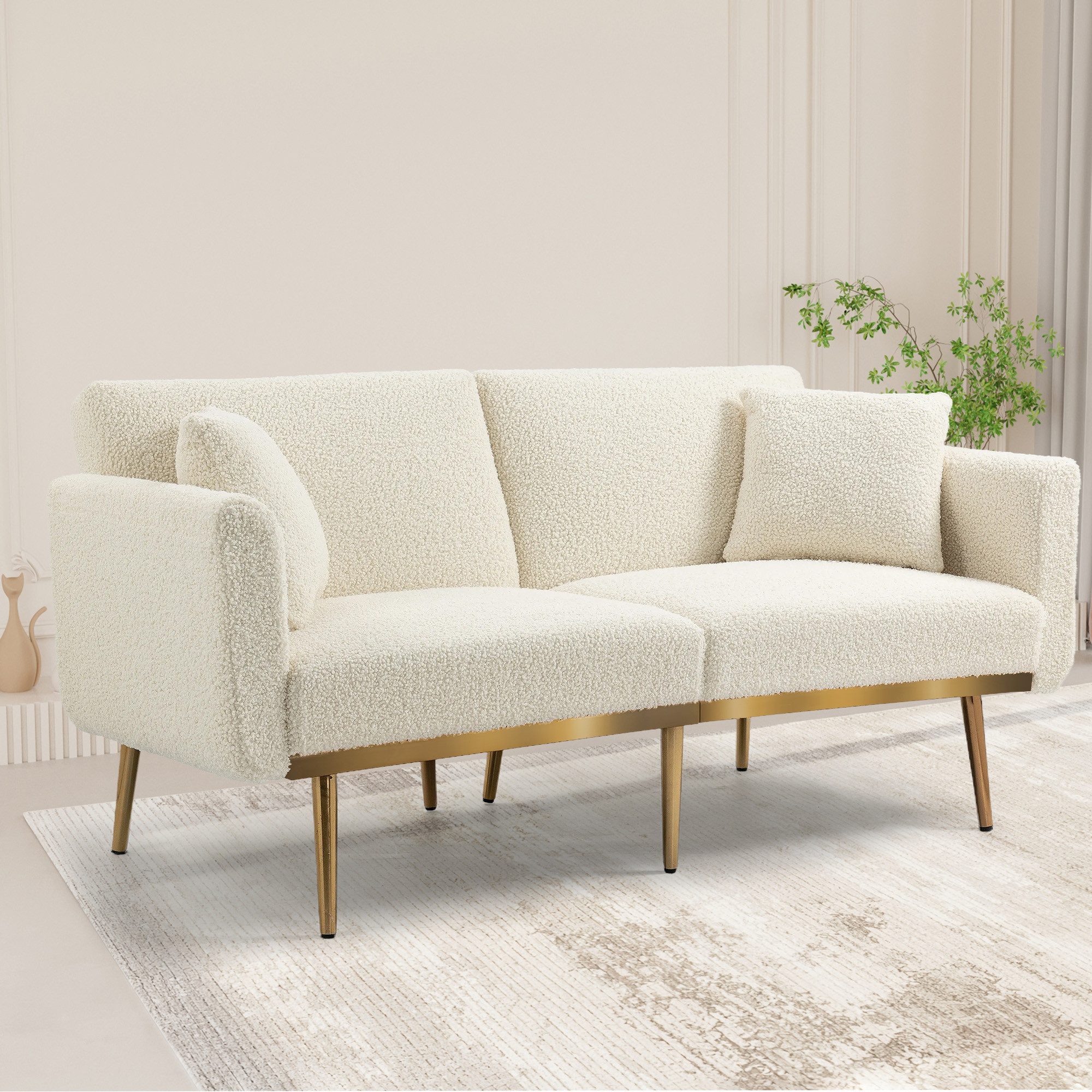 OKWISH Sofa Schlafsofa, Akzentsofa, Loveseat-Sofa mit Metallfüßen, 3-Sitzer günstig online kaufen