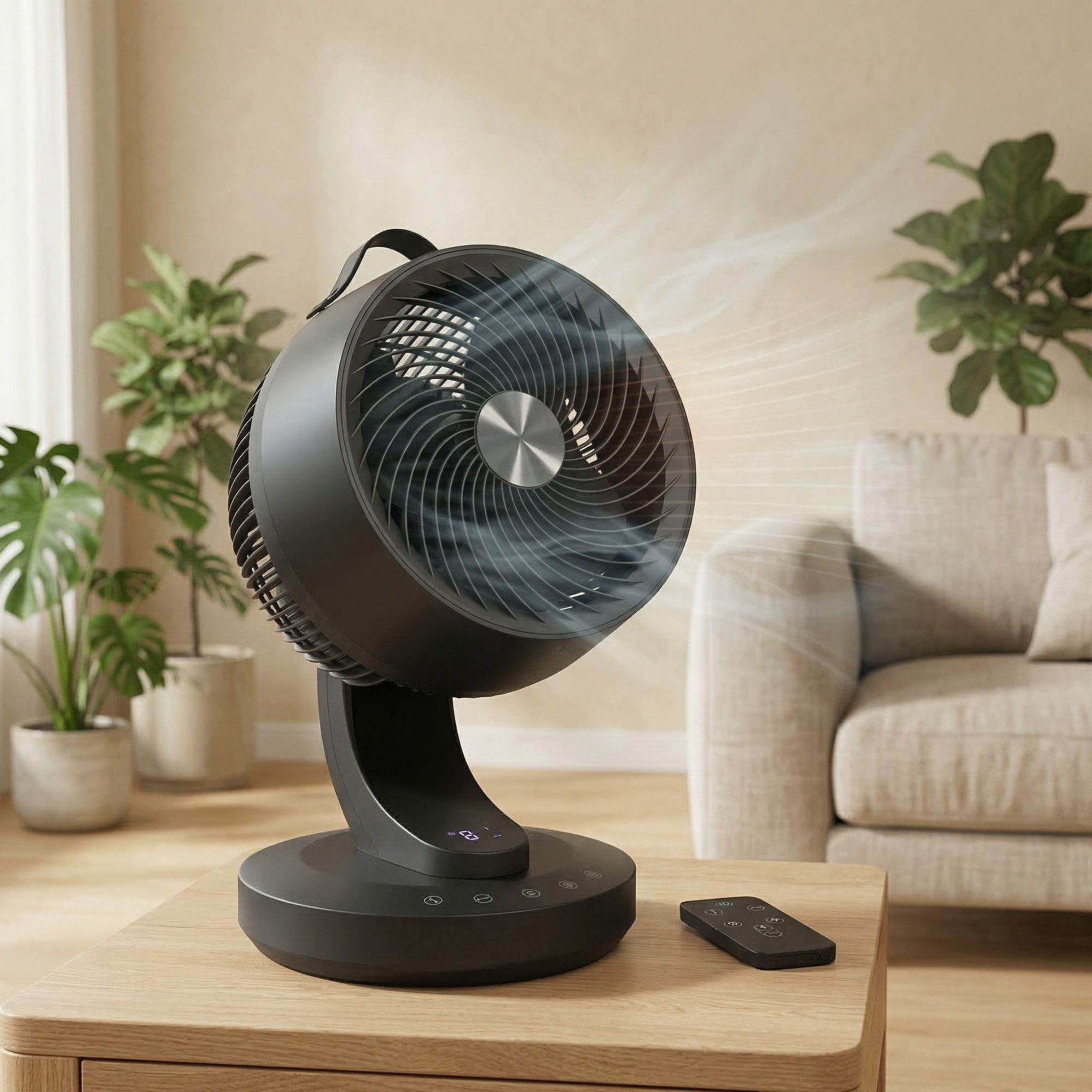 SONGMICS Tischventilator 2-in-1:Ventilator & Luftzirkulator, leise 20 dB, LED-Display,12h Timer, 70° Oszillation, 8 Geschwindigkeiten, 25 x 26 x 38,4 cm