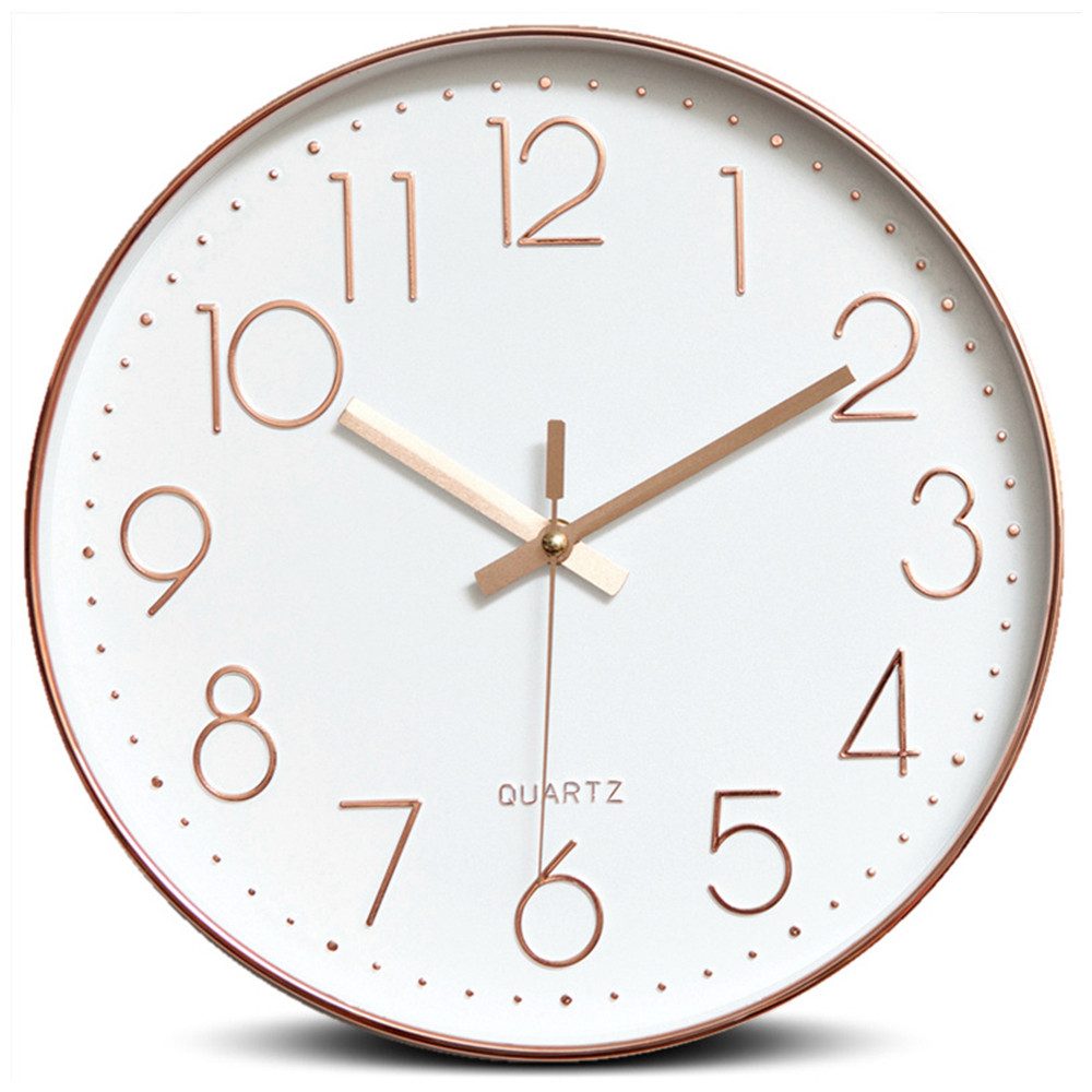 TUWENA Uhr 30cm Wanduhr Lautlos, 3D Ziffern Wanduhr, Modern Wand Uhr Analog (Leise Wall Clock Deko für Wohnzimmer Küche Büro Schule Kinderzimmer)