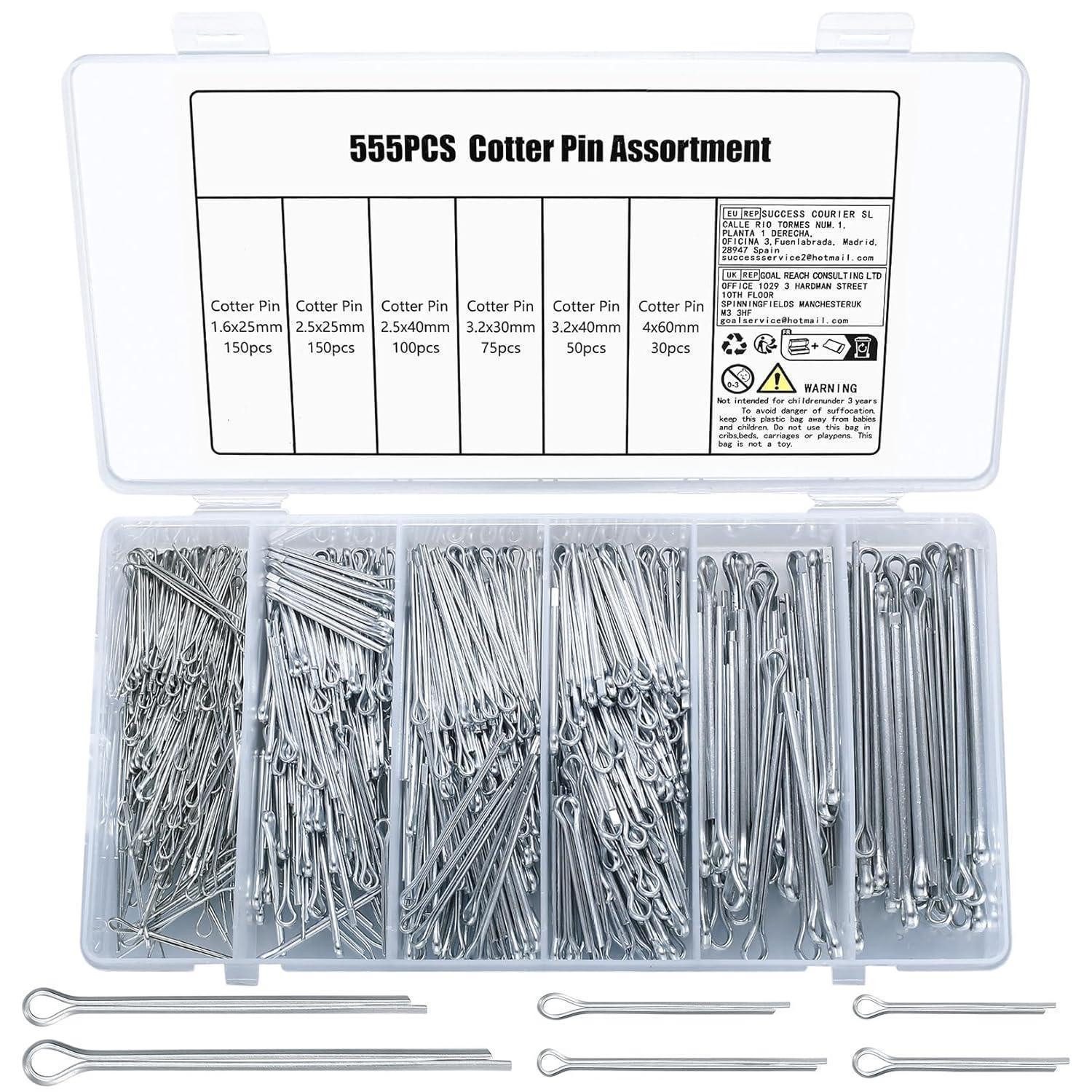 LuxusKollektion Multitool Splinte 555 Stk Federsplinte Sicherungssplinte Cotterpins 555PCS I