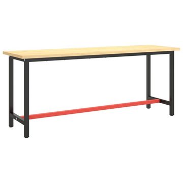 vidaXL Tischbein Werkbankgestell Mattschwarz und Mattrot 190x50x79 cm Metall