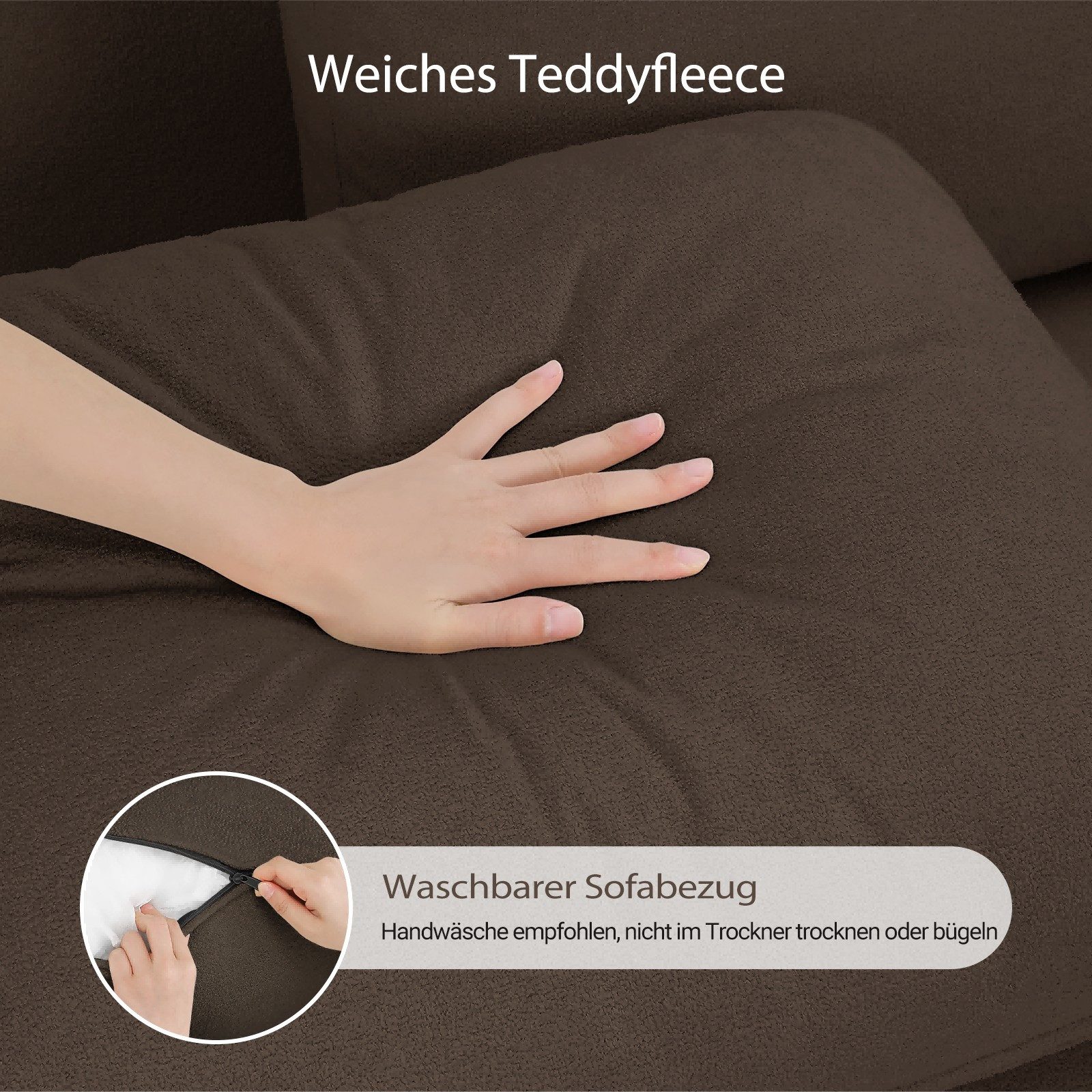 ToteBox 3-Sitzer Teddy Fleece Werkzeugfreier Aufbau Sofas für Wohnzimmer – Bild 4 von 5