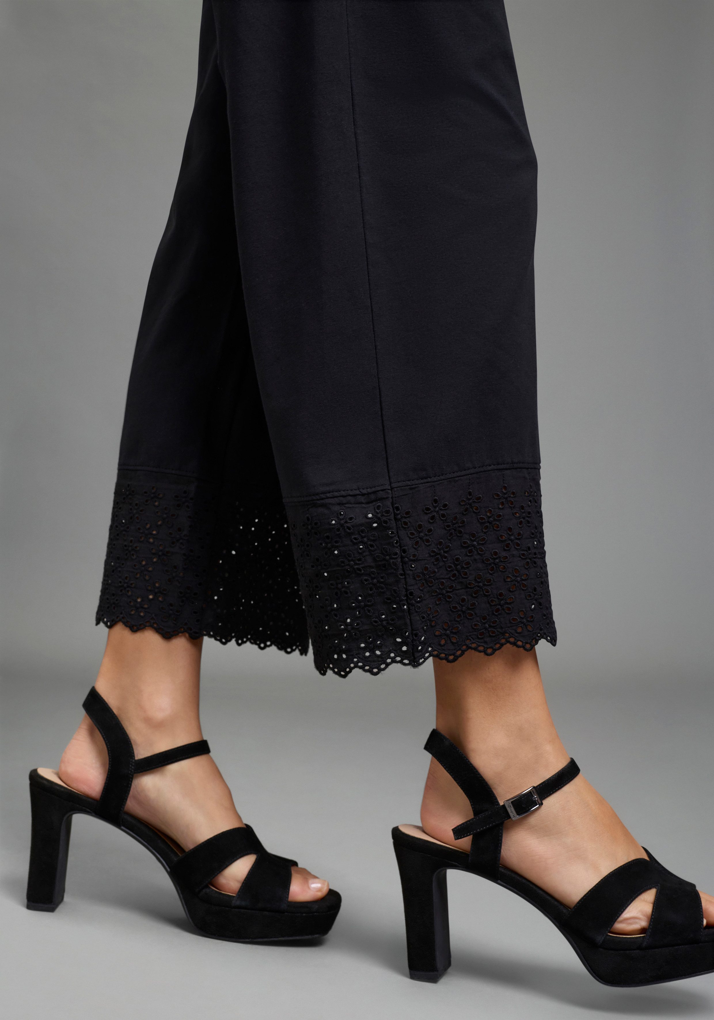 Laura Scott Culotte wadenlange Schnittform, weite Beinform, aus Baumwolle und Elasthan