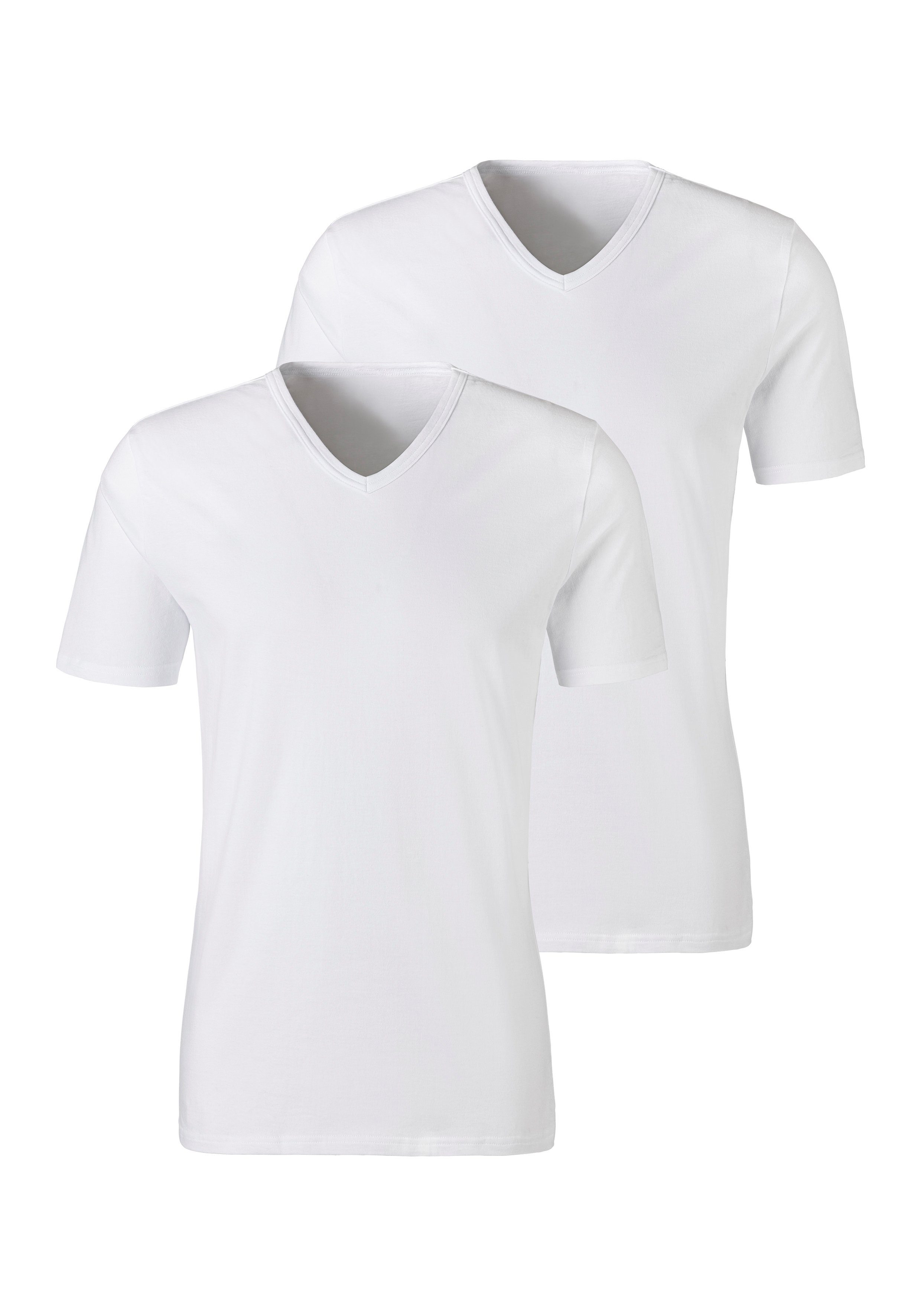 H.I.S Unterziehshirt (2-St) mit Logo, V-Ausschnitt Unterhemd, und kleinem weiß T-Shirt