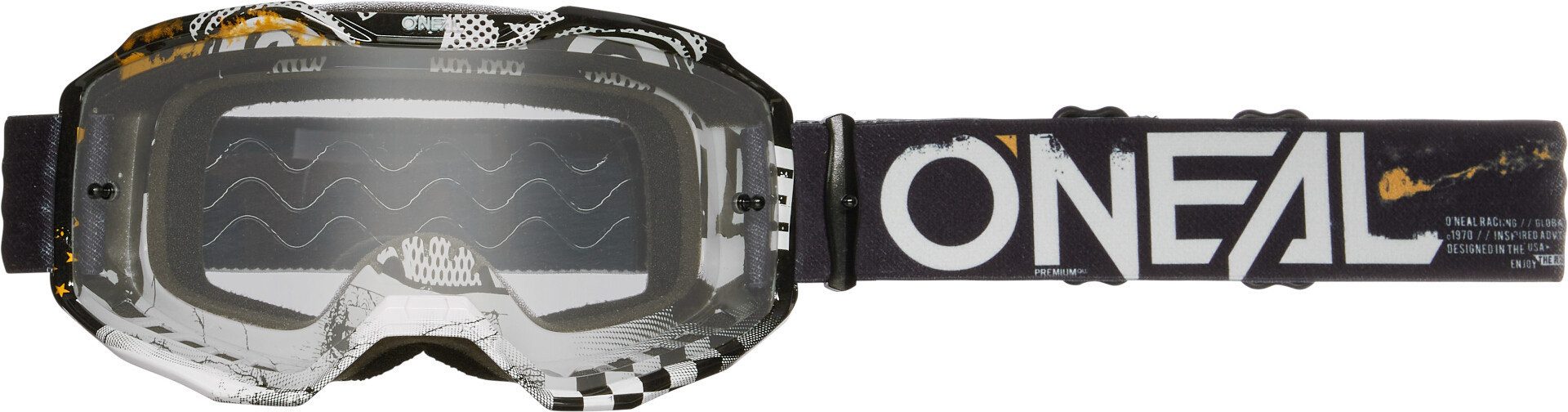 O’NEAL Motorradbrille B-10 Attack Clear Motocross Brille, Mit Band,Kratzfest,Verspiegelt