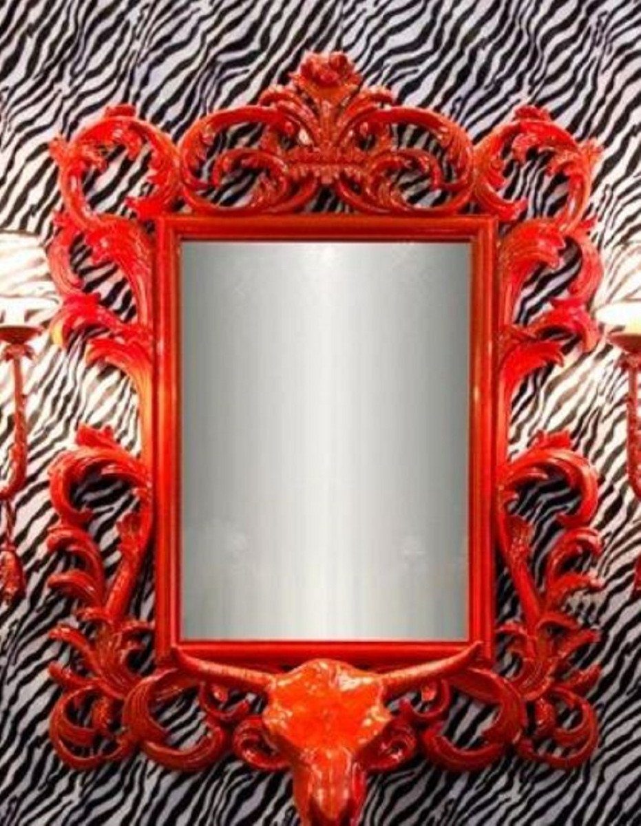 Casa Padrino Barockspiegel Luxus Barock Spiegel Rot - Handgefertigter Wandspiegel im Barockstil - Prunkvolle Barock Deko Accessoires