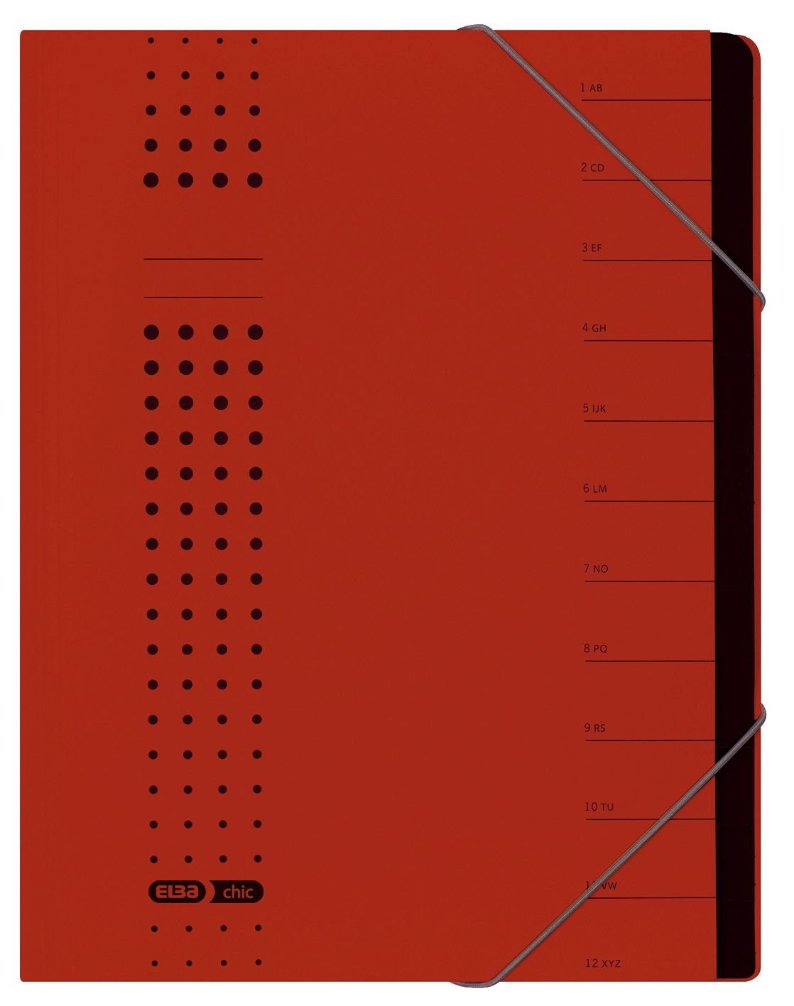 ELBA Schreibmappe ELBA chic-Ordnungsmappe, A4 rot, Fächer 1-12, Karton