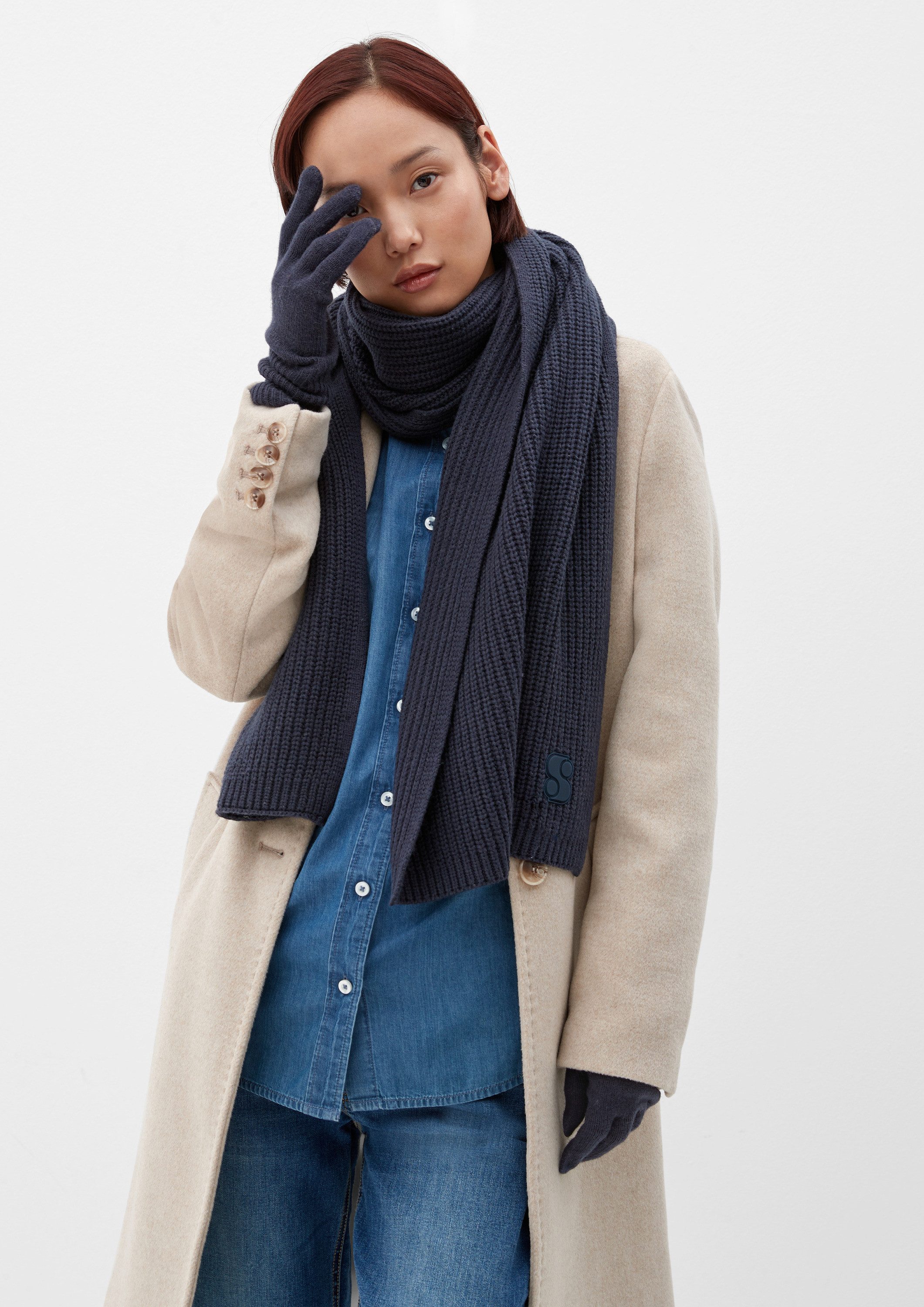 s.Oliver Schal Tuch, Strickschal aus Viskosemix günstig online kaufen