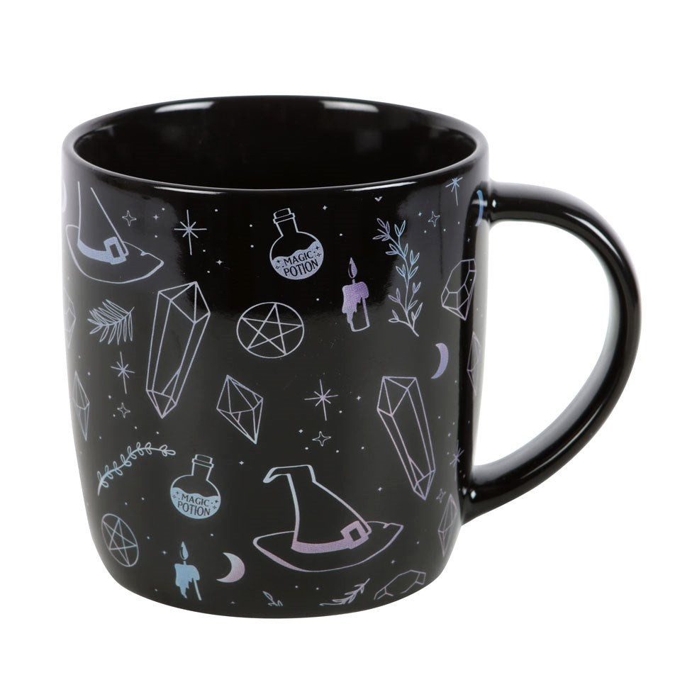 Tasse Kirstall Hexen Tasse Becher metallic schwarz 360 ml