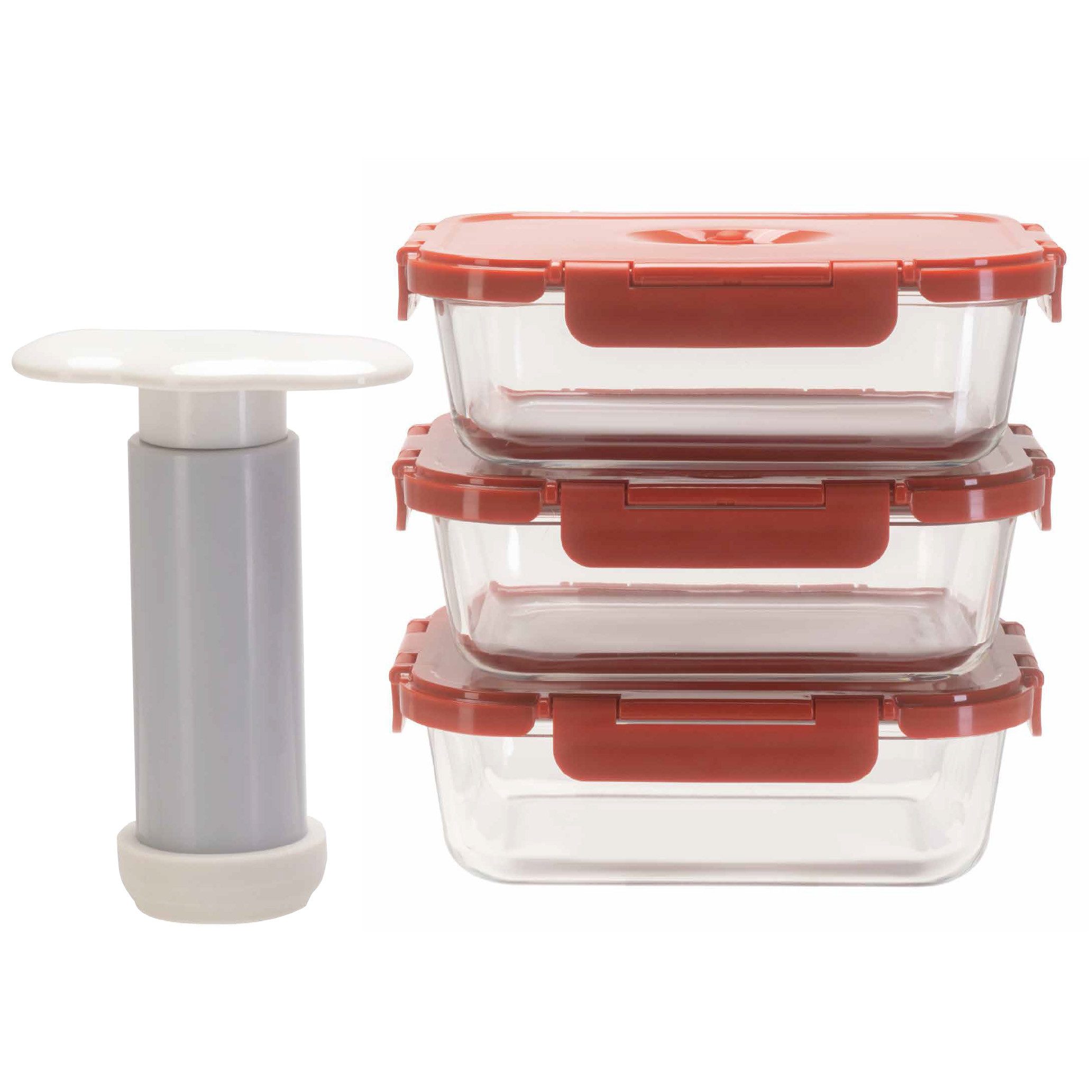 Lacers Vorratsdose Lacers PurpleLine 7-tlg. Vakuum-Dosenset Borosilikatglas inkl. Pumpe, (7-tlg)