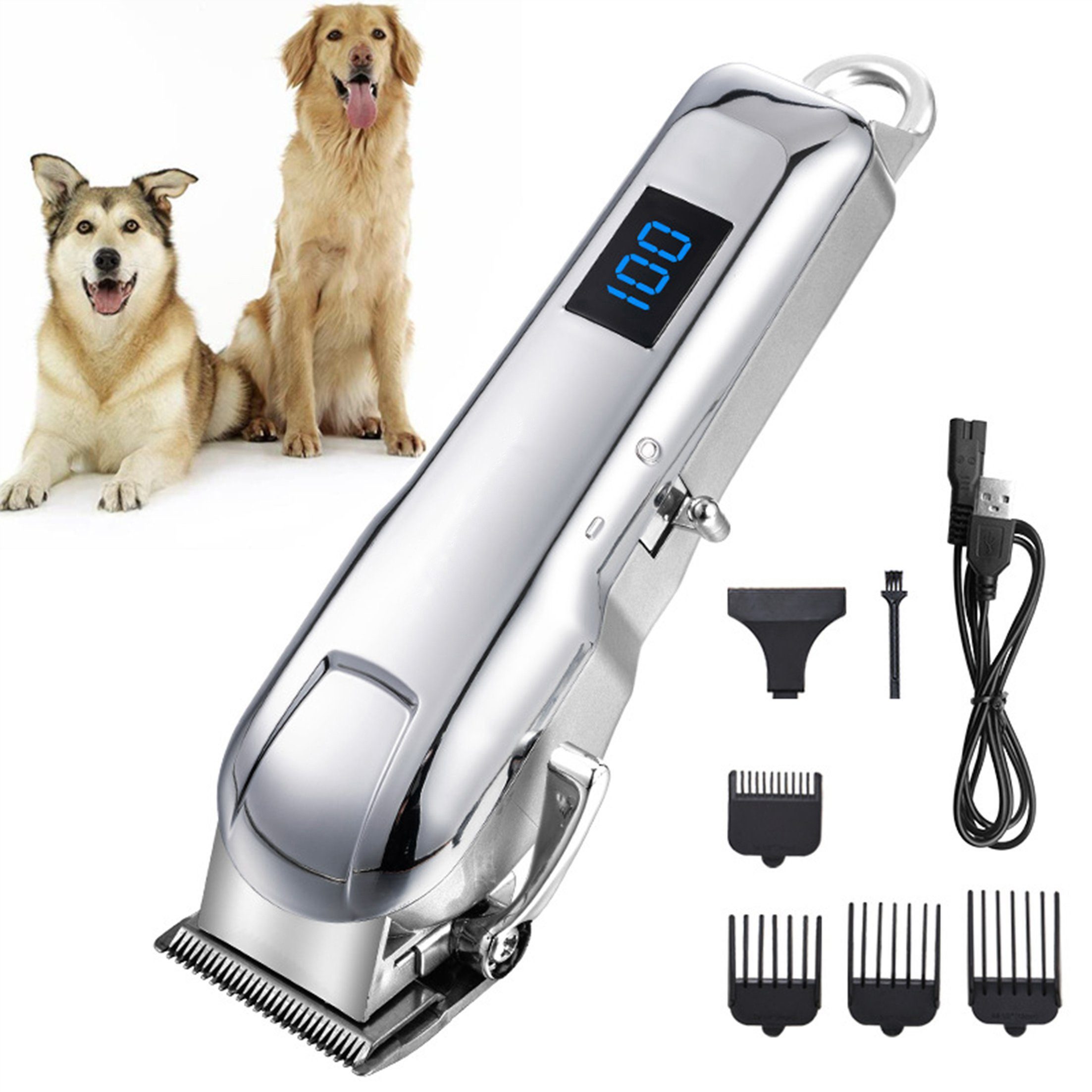 KINSI Hundeschermaschine Hundetrimmer-Set für Hunde&Katzen,Inkl. Zubehör für Tierfell-Pflege, Haarschneider Set, Extra leiser Betrieb