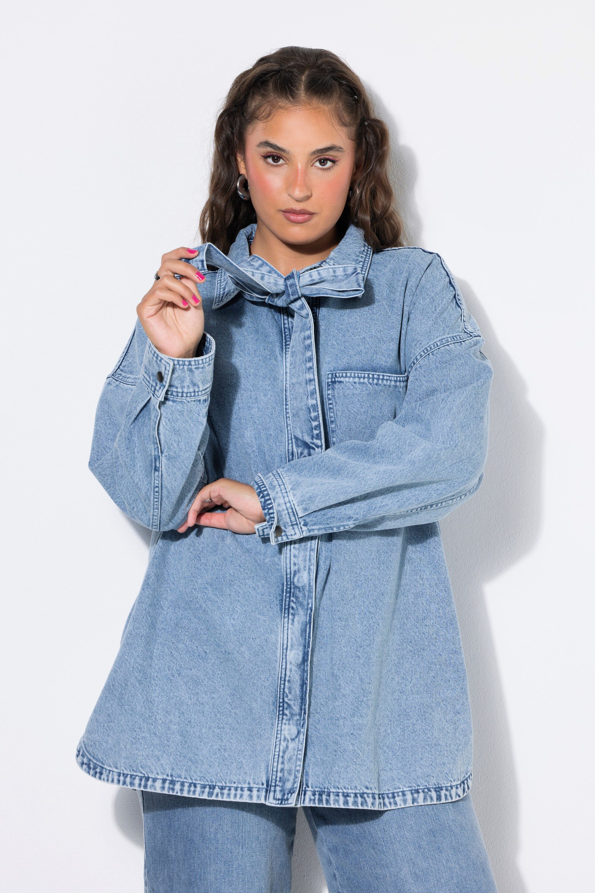 Studio Untold Hemdbluse Jeanshemd oversized Schluppe Langarm