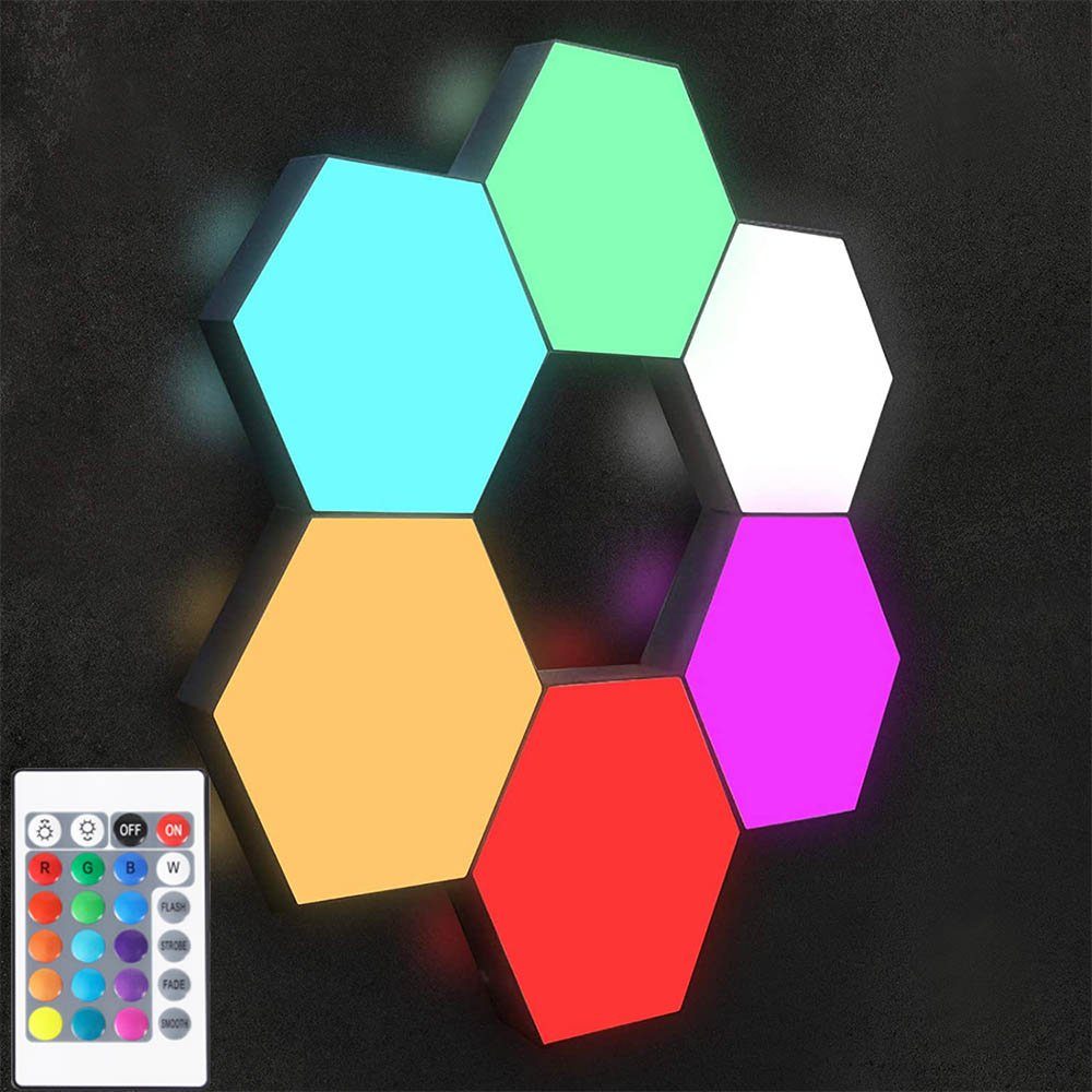 & Rosnek Panel, Mit RGB, gaming, RGB+3 Warmweiß, Naturweiß, DIY wand, Sechseck zimmer Fernsteuerung Touch-Bedienung, Hexagon Wandleuchte, LED LED Farbe deko, RGB Kaltweiß, Tricolor Dekolicht