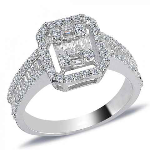 EinStein Diamant Diamantring Damenring Baguette und Brilliant-Schliff Diamanten 14 Karat Weißgold