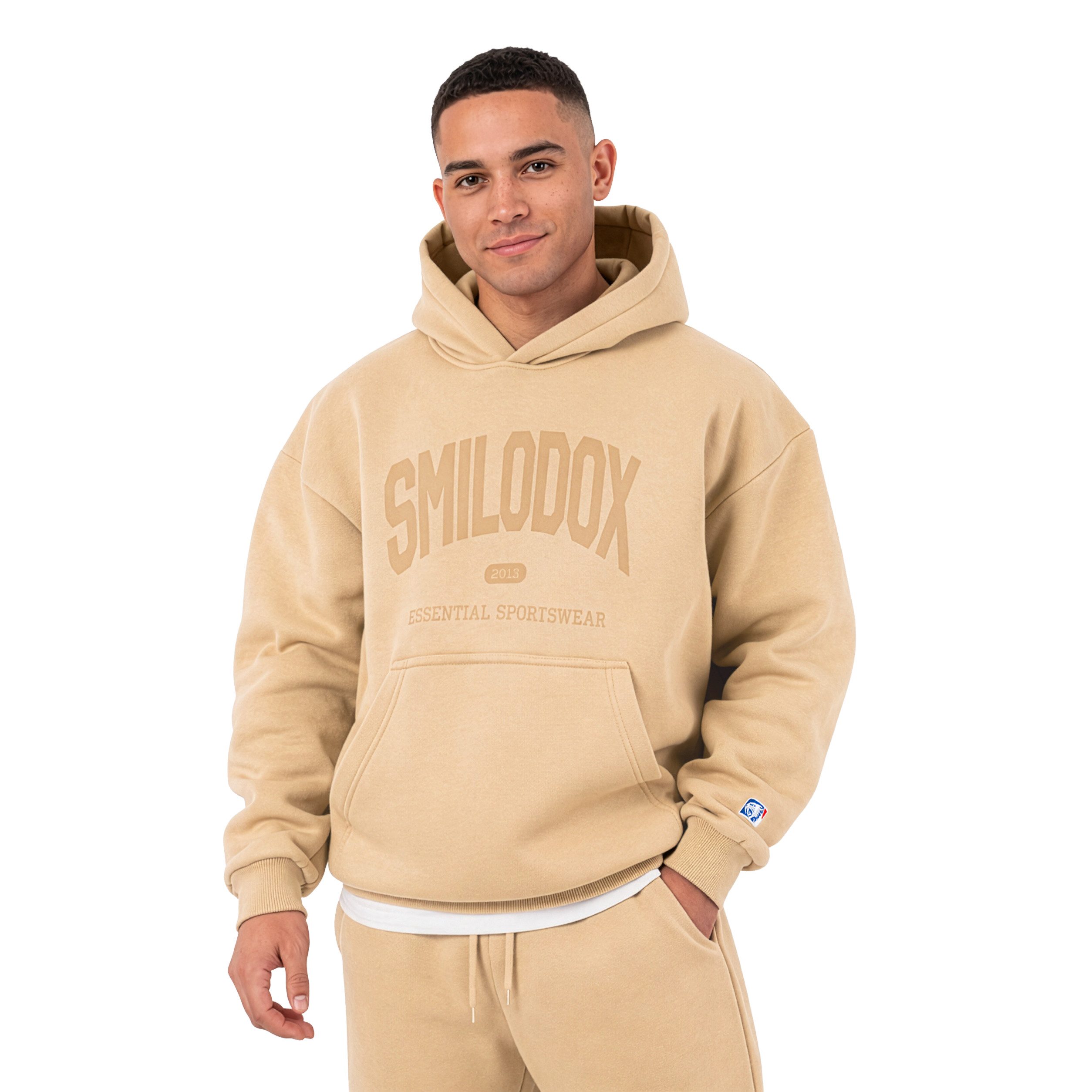 Smilodox Hoodie Oswin, Oversized Pullover Herren, Sweater mit Frontprint und Kapuze Baggy Fit, Weiches Sweatmaterial, ideal für Gym & Freizeit