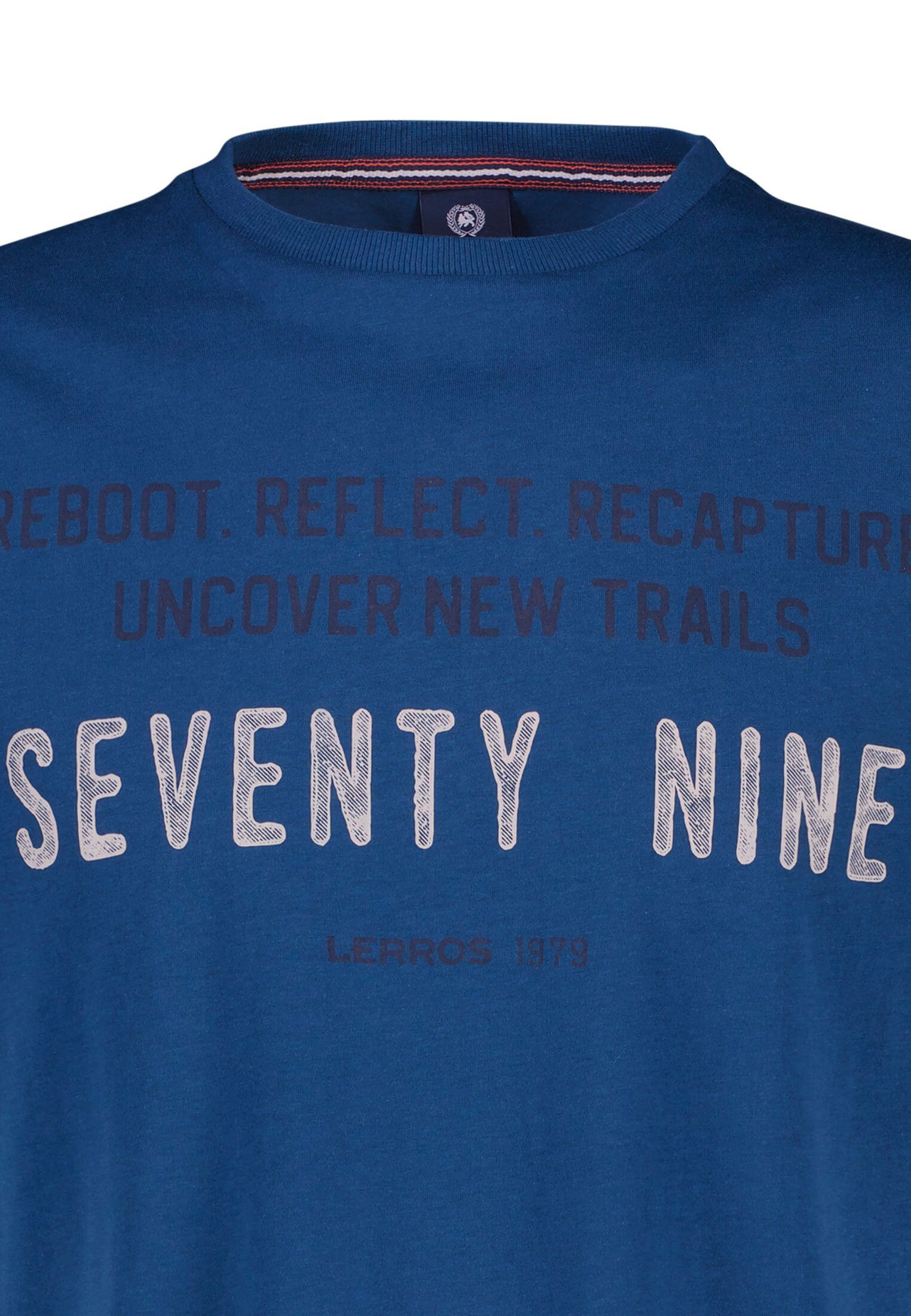 LERROS T-Shirt Brustprint *Seventy INDIGO Nine* LERROS mit T-Shirt