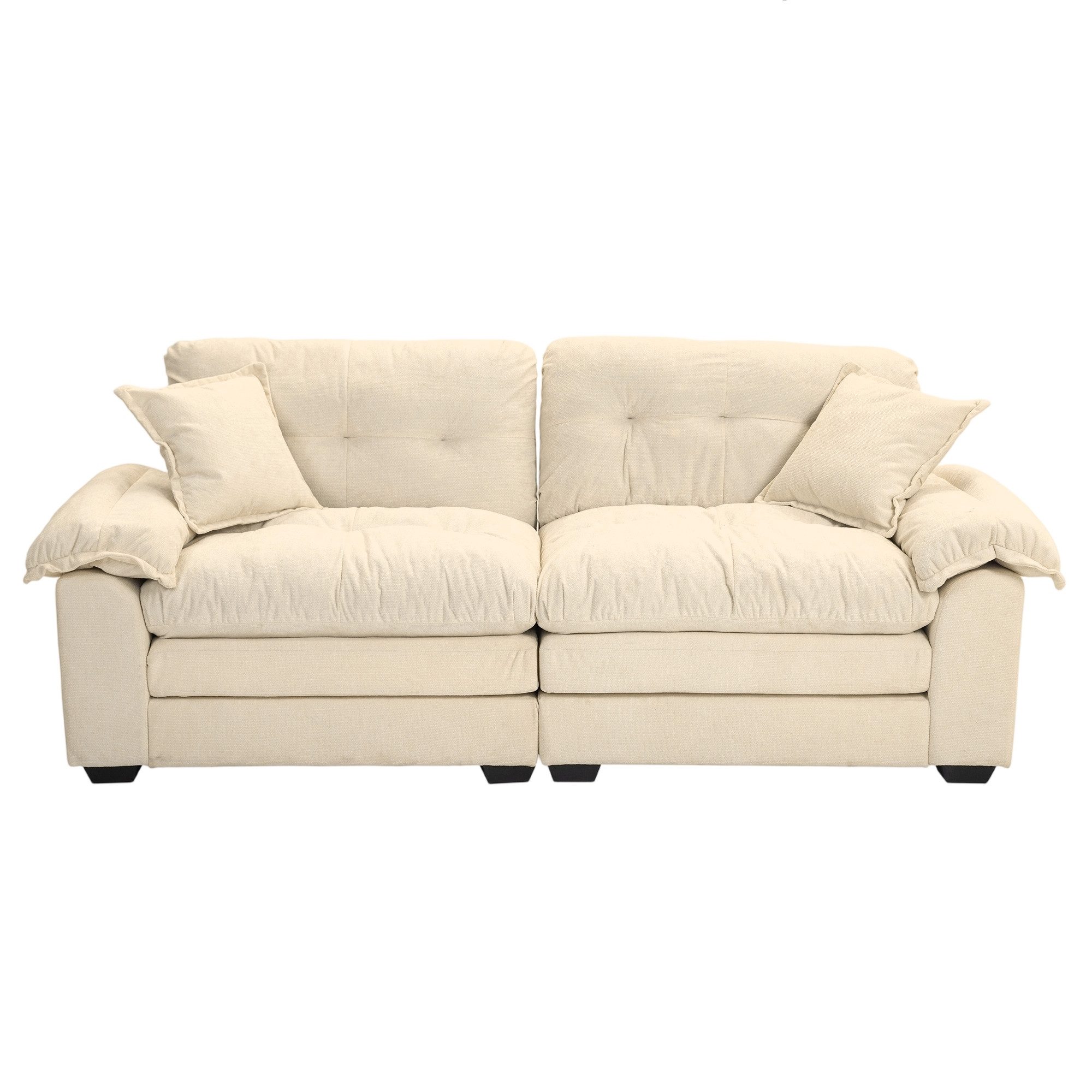 BBG Sofa 213 cm Zweisitzer Sofa aus Chenille mit tiefem Sitz, 1 Teile, Komfortsofa mit Memory-Schaum & Taschenfederkern, inkl. Kissen