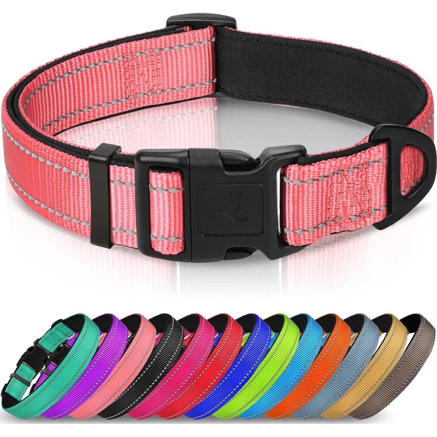 LuxusKollektion Hunde-Halsband Hundehalsband Neopren Nylon Verstellbar Große Hunde XL (1er Pack) Pink