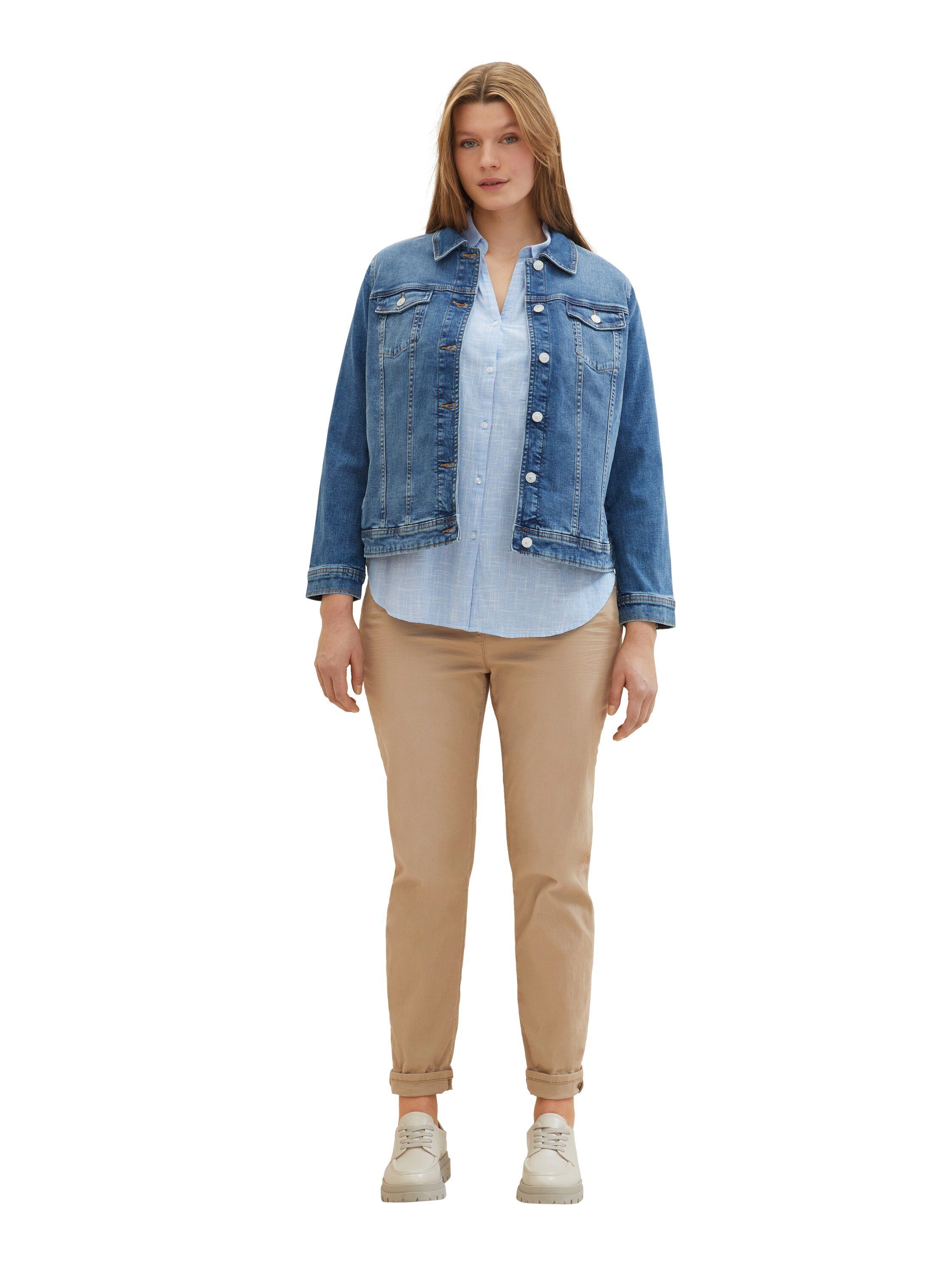TOM TAILOR PLUS Jeansjacke mit Knopfleiste und Stretch