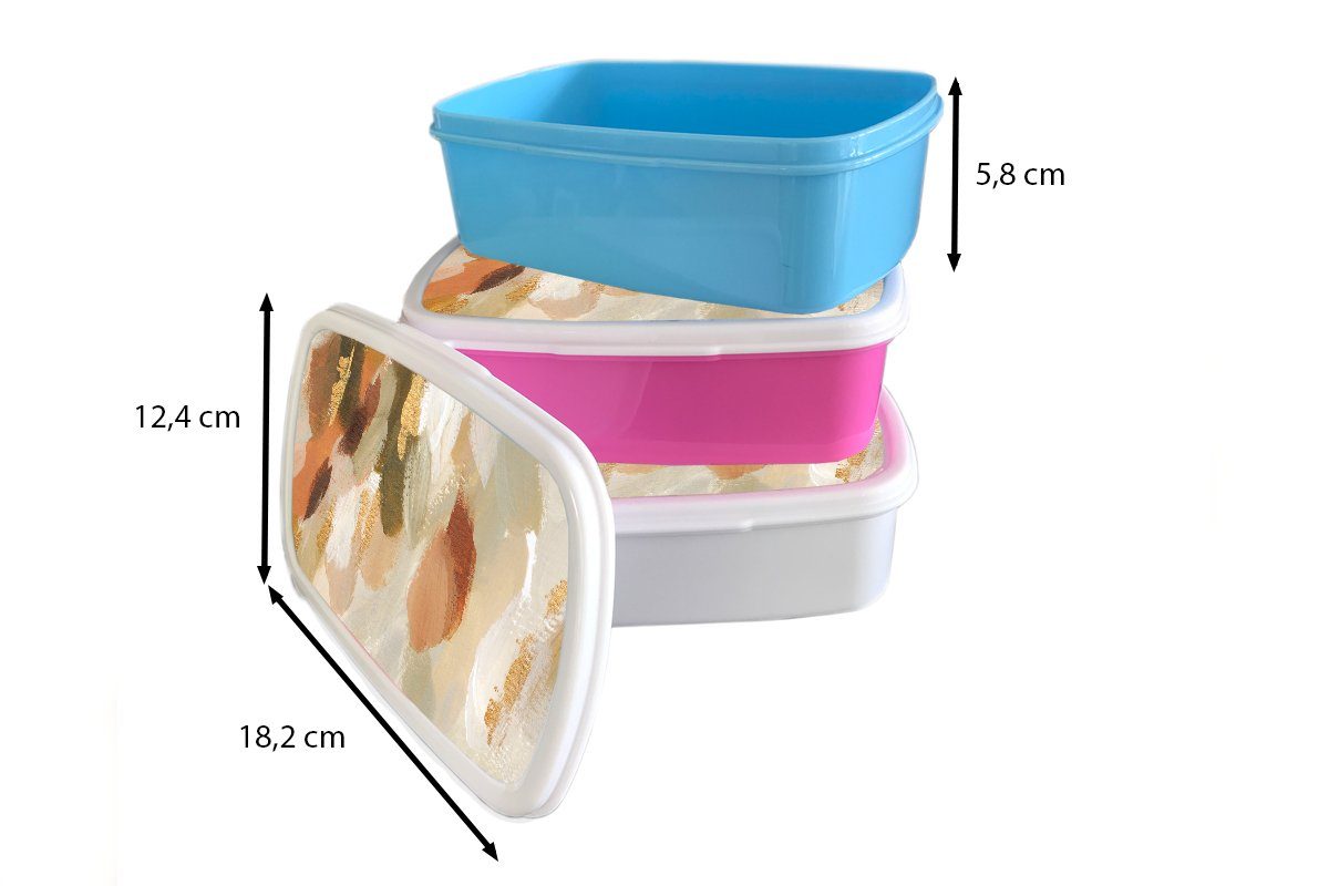 MuchoWow Lunchbox Kunst - Kinder, Kunststoff, rosa Mädchen, (2-tlg), Farbe Brotbox Snackbox, Brotdose Kunststoff - für Erwachsene, Rot