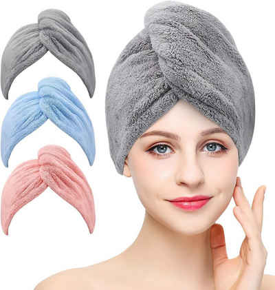 ousudela Turban-Handtuch 3 Stück Mikrofaser-Handtuch zum Trocknen von Haaren super saugfähig, (1-St)