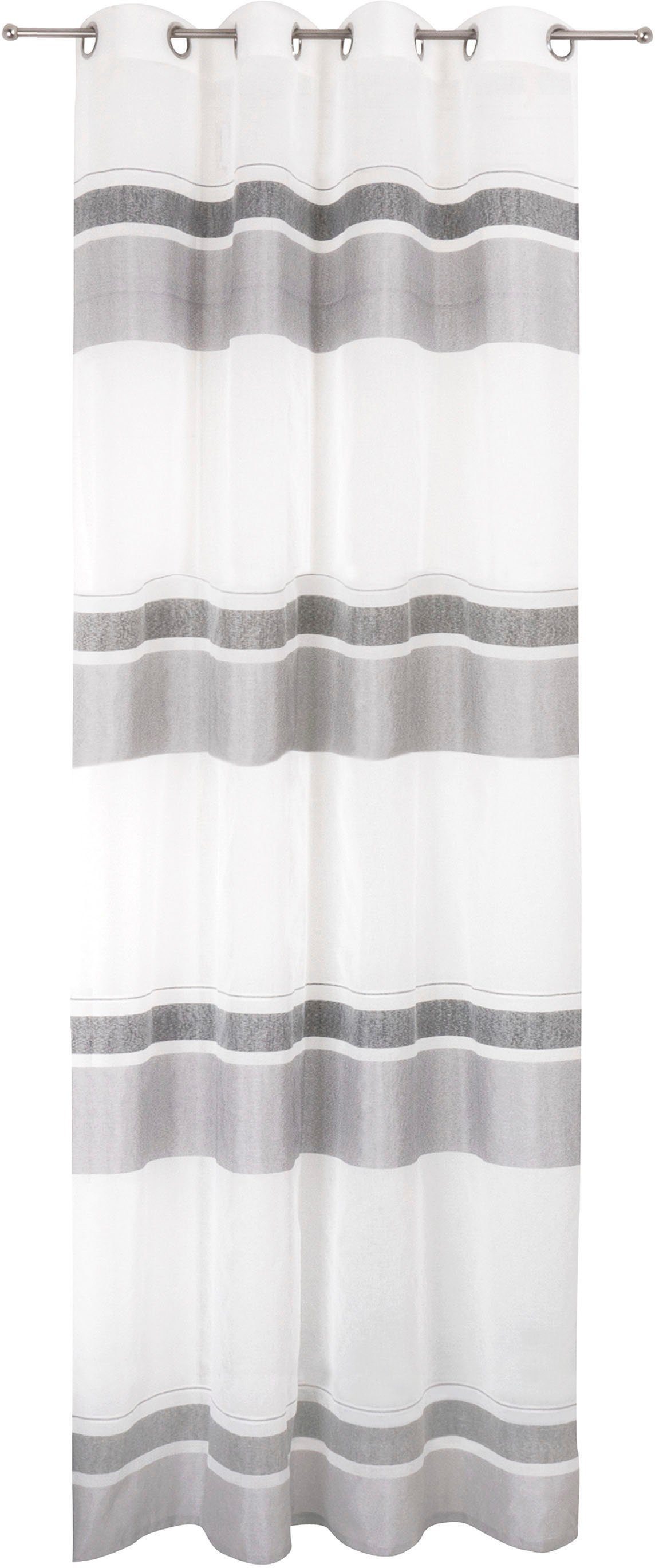 decolife Gardine Vilmar (1 St), Ösen, halbtransparent, Wirkware, mit schmalen und breiten Streifen