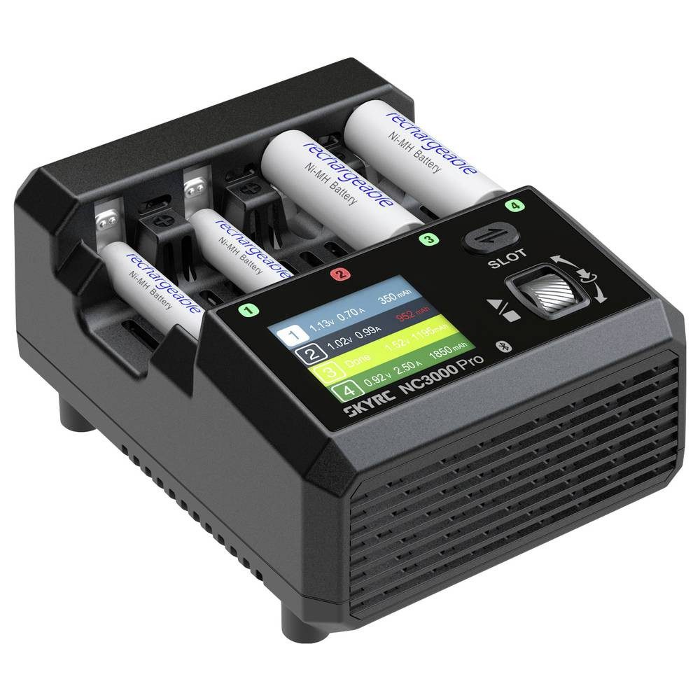 SkyRC NC3000 Pro Ladegerät NiMH, NiCd Mignon (AA), Micro (AAA) Rundzellen-Lader (Delta V, Einlaufen, Zyklus, Auffrischen, App-Steuerung)