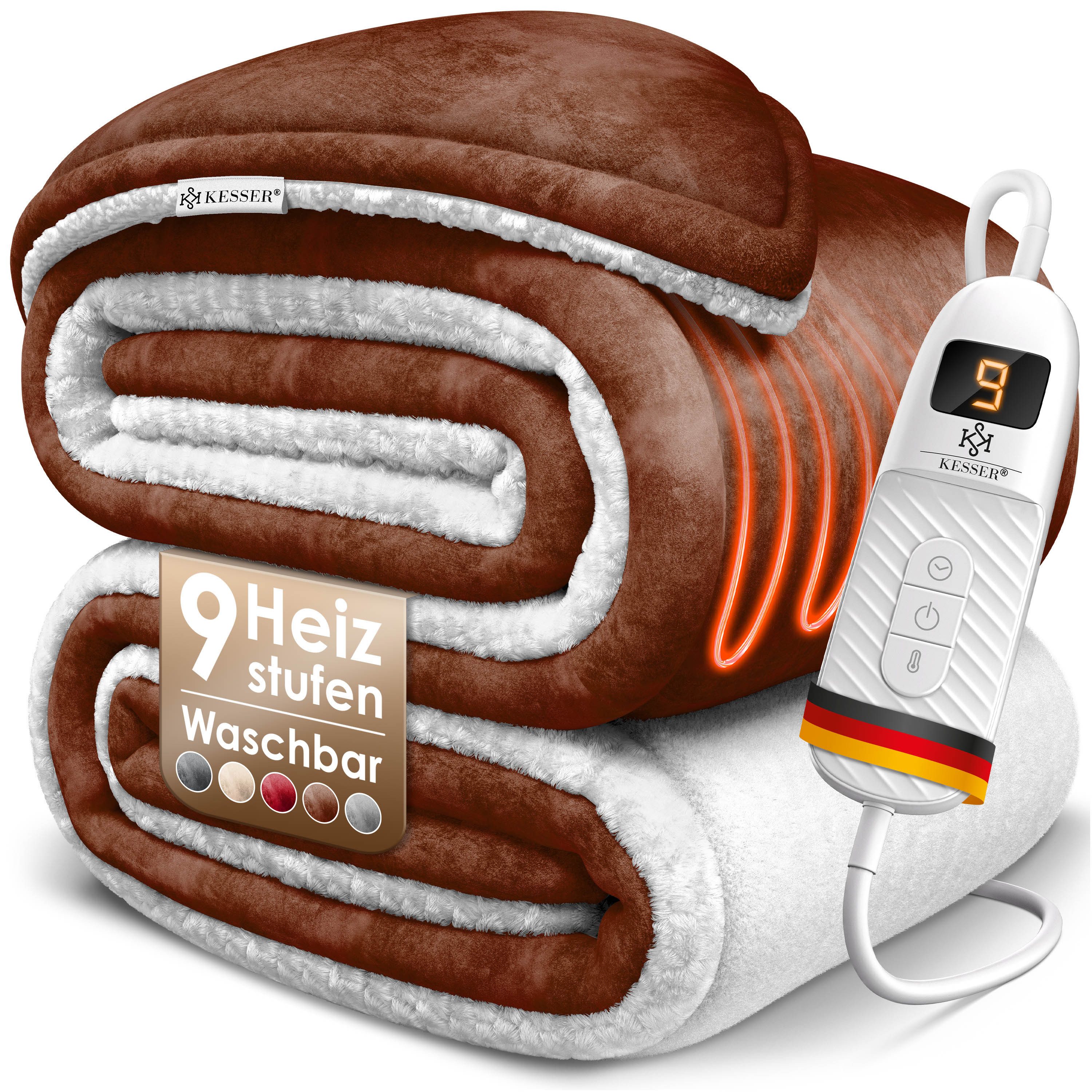KESSER Heizdecke, Heizdecke aus Sherpa-Fleece Doppelseitig elektrische Wärmedecke