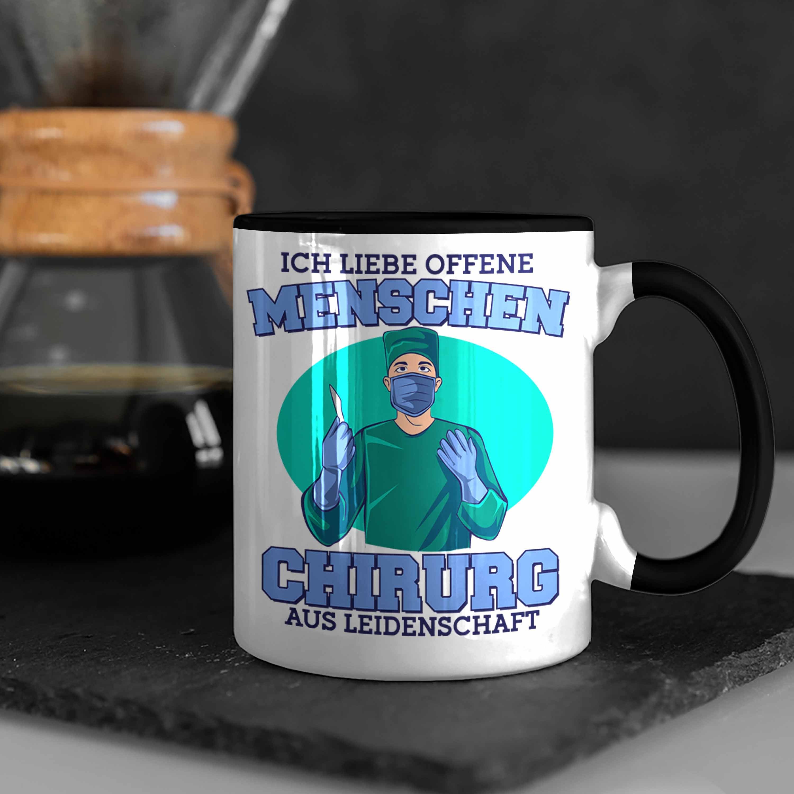 Trendation Tasse Lustige Chirurg-Tasse Geschenk offene Menschen" liebe für Chirurg "Ich Schwarz
