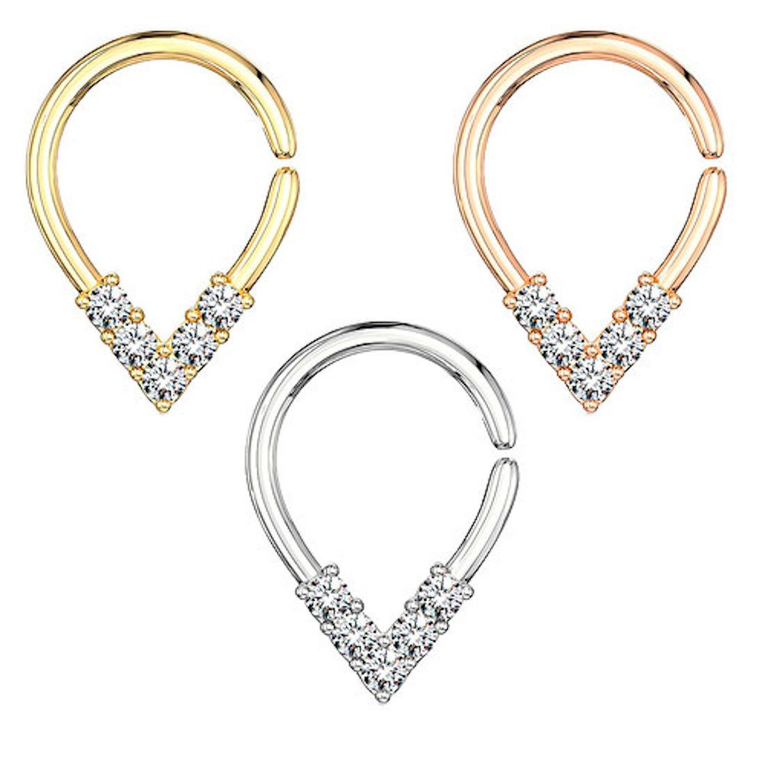 Taffstyle Nasenpiercing Septum Piercing Ring Continuous biegsamer Universal Oval Kristall, Nasenpiercing Nasenring Ohrpiercing Ohr Nase Tragus Helix Brust Intim