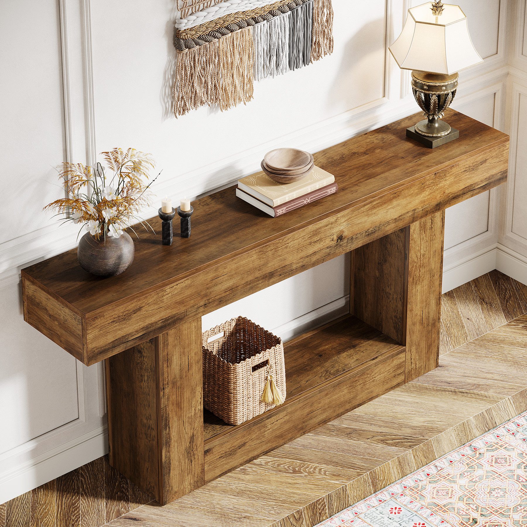 Tribesigns Konsolentisch 160 cm Eingangstisch im Landhausstil mit U-förmiger Basis
