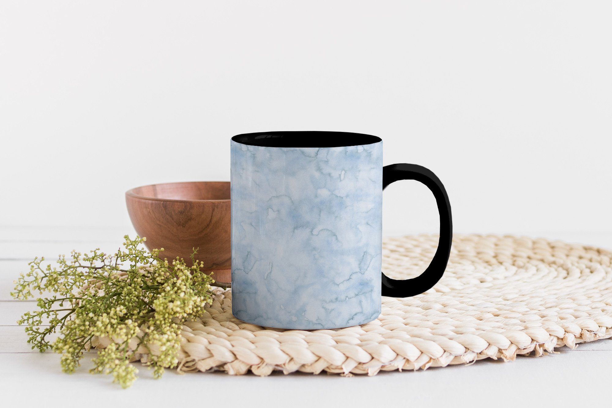 Keramik, MuchoWow Teetasse, Kaffeetassen, Marmor, Farbwechsel, Tasse Zaubertasse, - - Geschenk Grau Aquarell - Muster